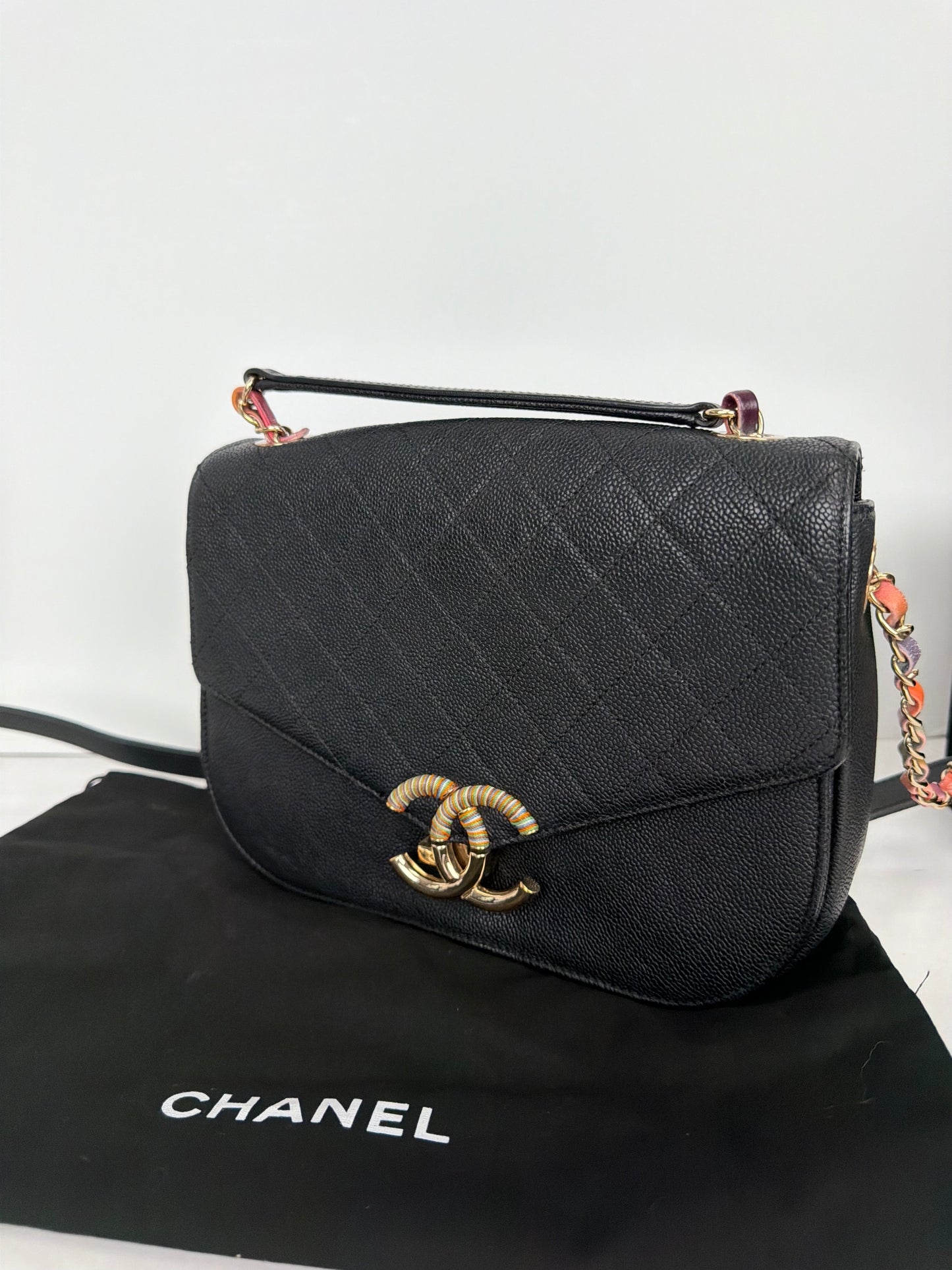 Chanel Caviar Quilted Paris-Cuba Thread Around Flap Bag in Black 2017 YF2