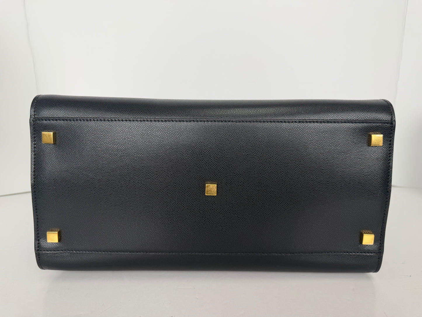 Saint Laurent Uptown Medium Tote Bag in Black Grain de Poudre Leather YS18
