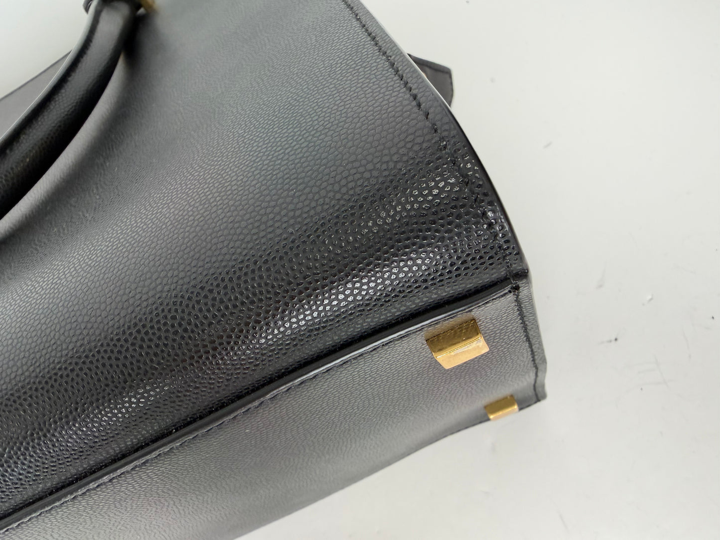 Saint Laurent Uptown Medium Tote Bag in Black Grain de Poudre Leather YS18