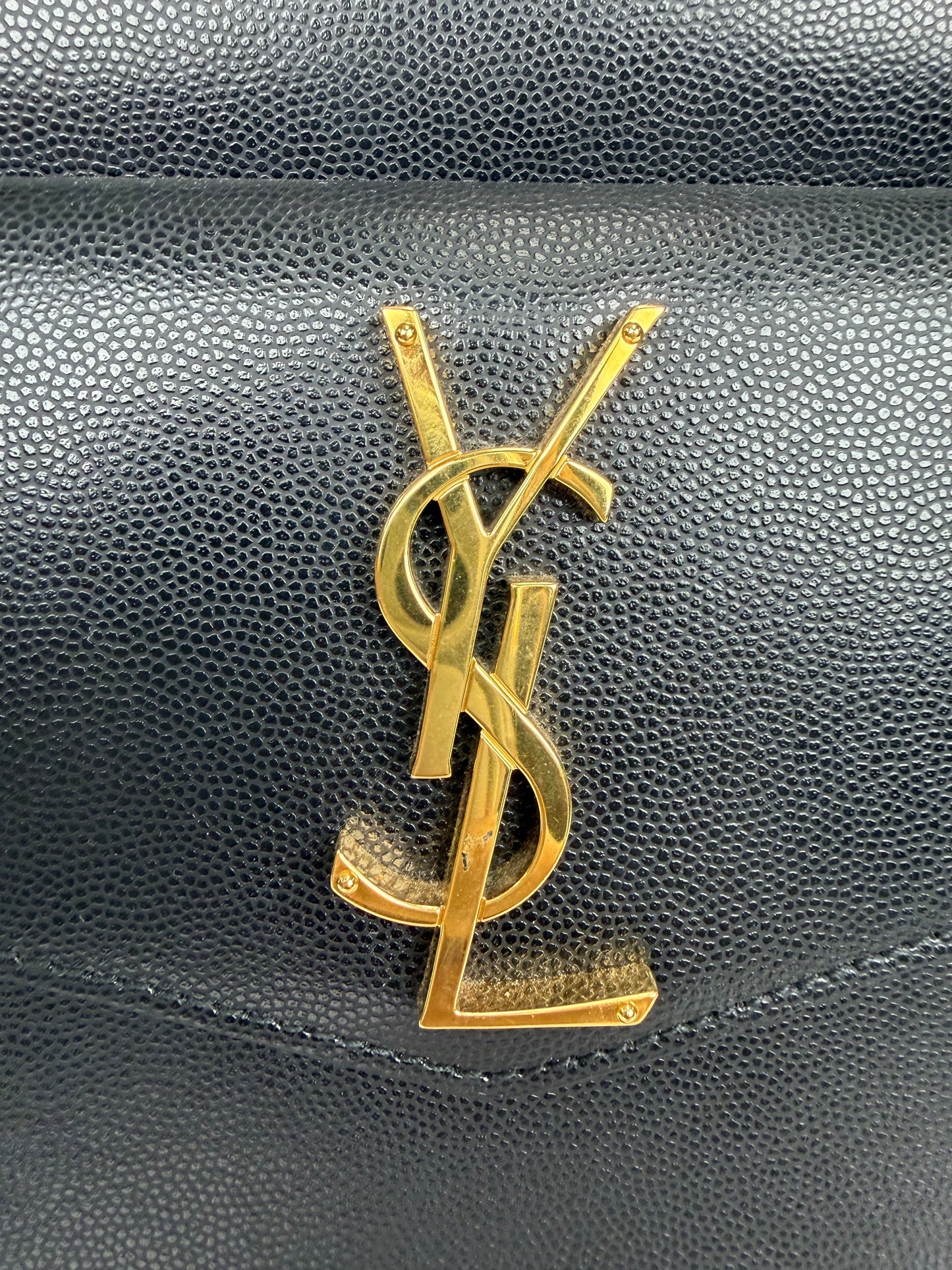 Saint Laurent Uptown Medium Tote Bag in Black Grain de Poudre Leather YS18
