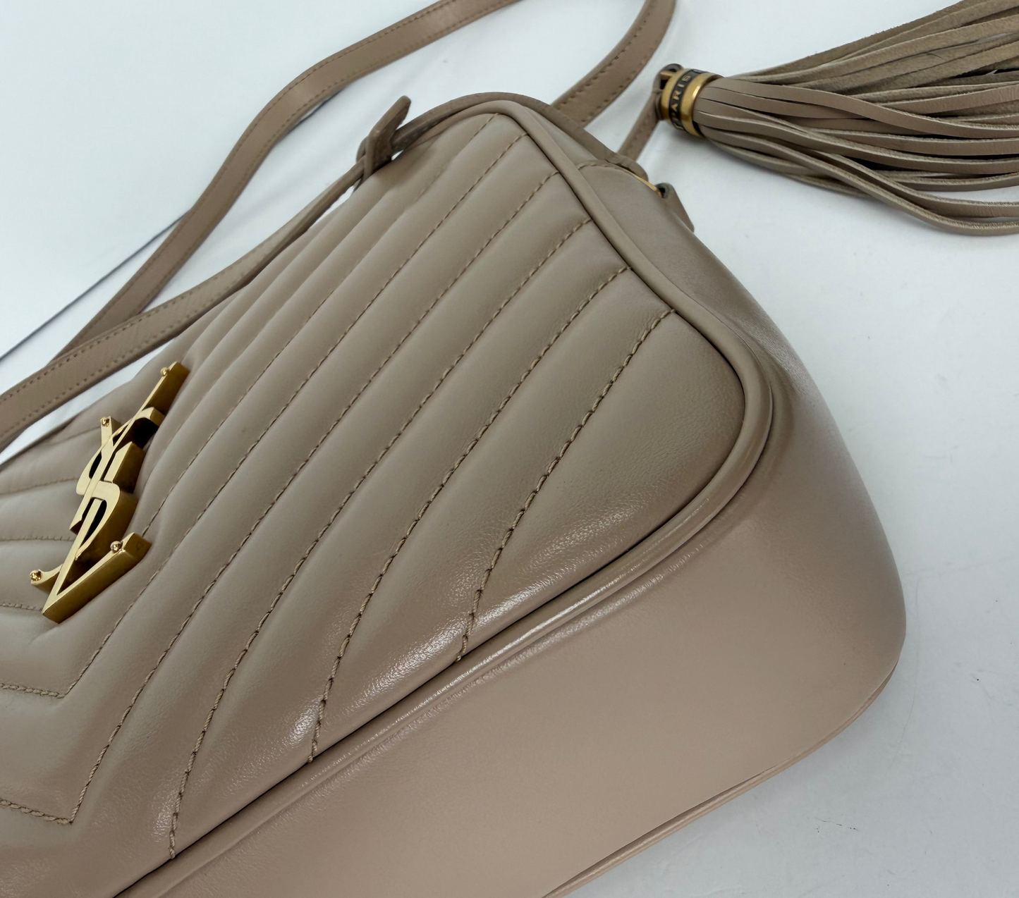 Saint Laurent Lou Camera Bag in Dark Beige Quilted Leather YS12