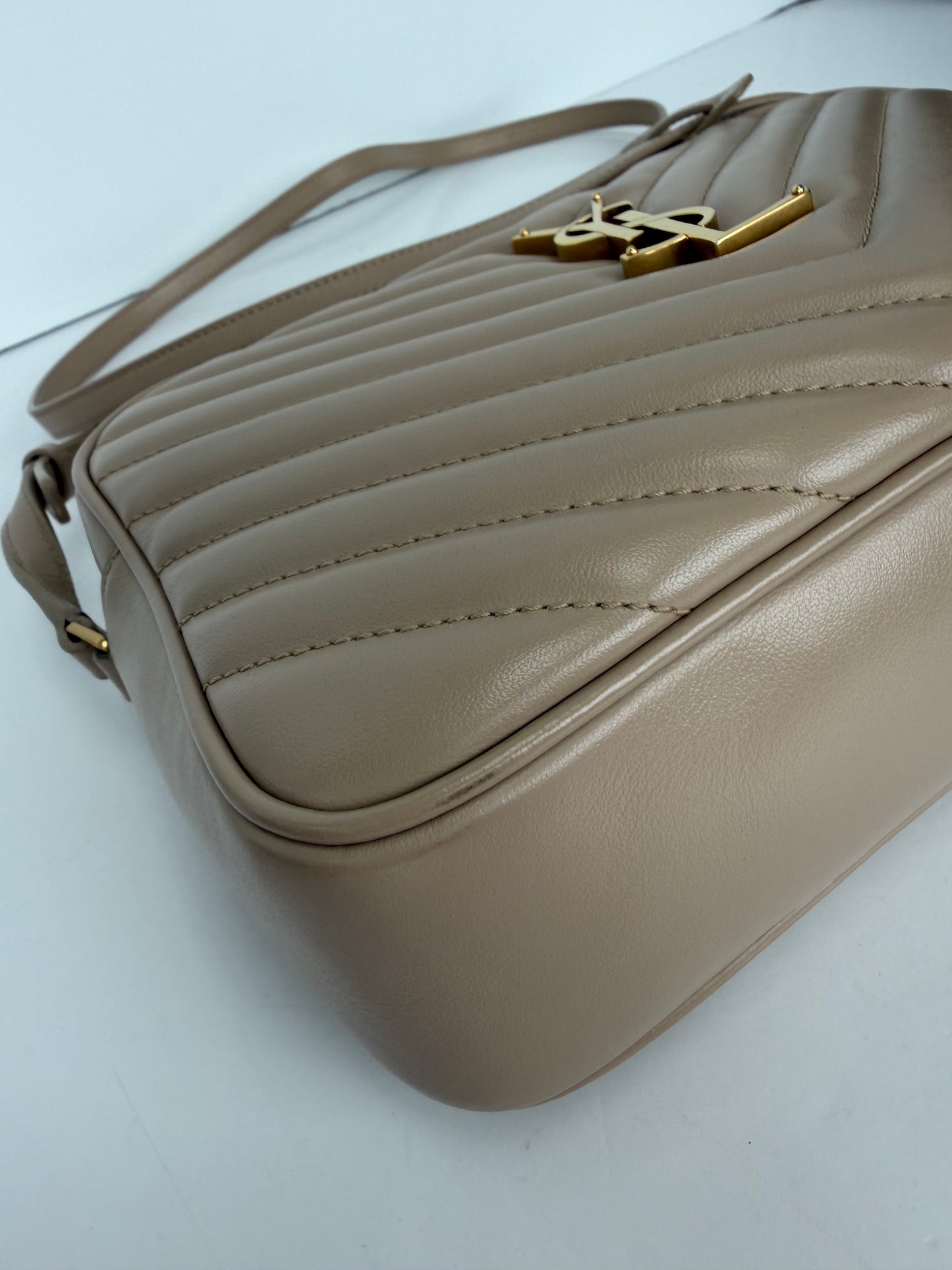 Saint Laurent Lou Camera Bag in Dark Beige Quilted Leather YS12