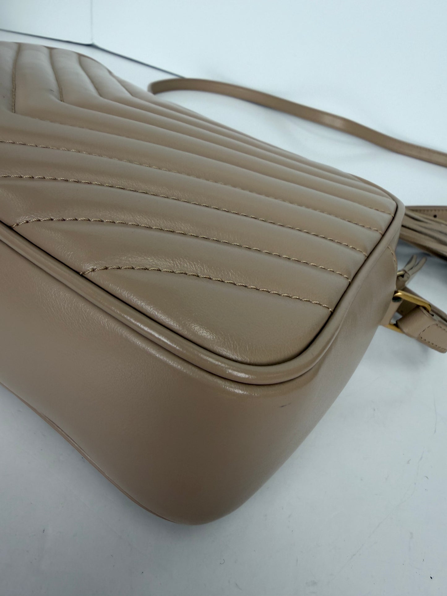 Saint Laurent Lou Camera Bag in Dark Beige Quilted Leather YS12