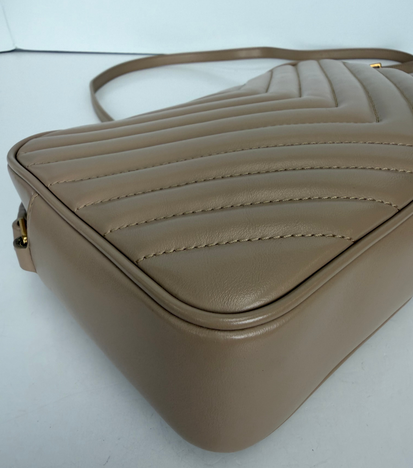 Saint Laurent Lou Camera Bag in Dark Beige Quilted Leather YS12