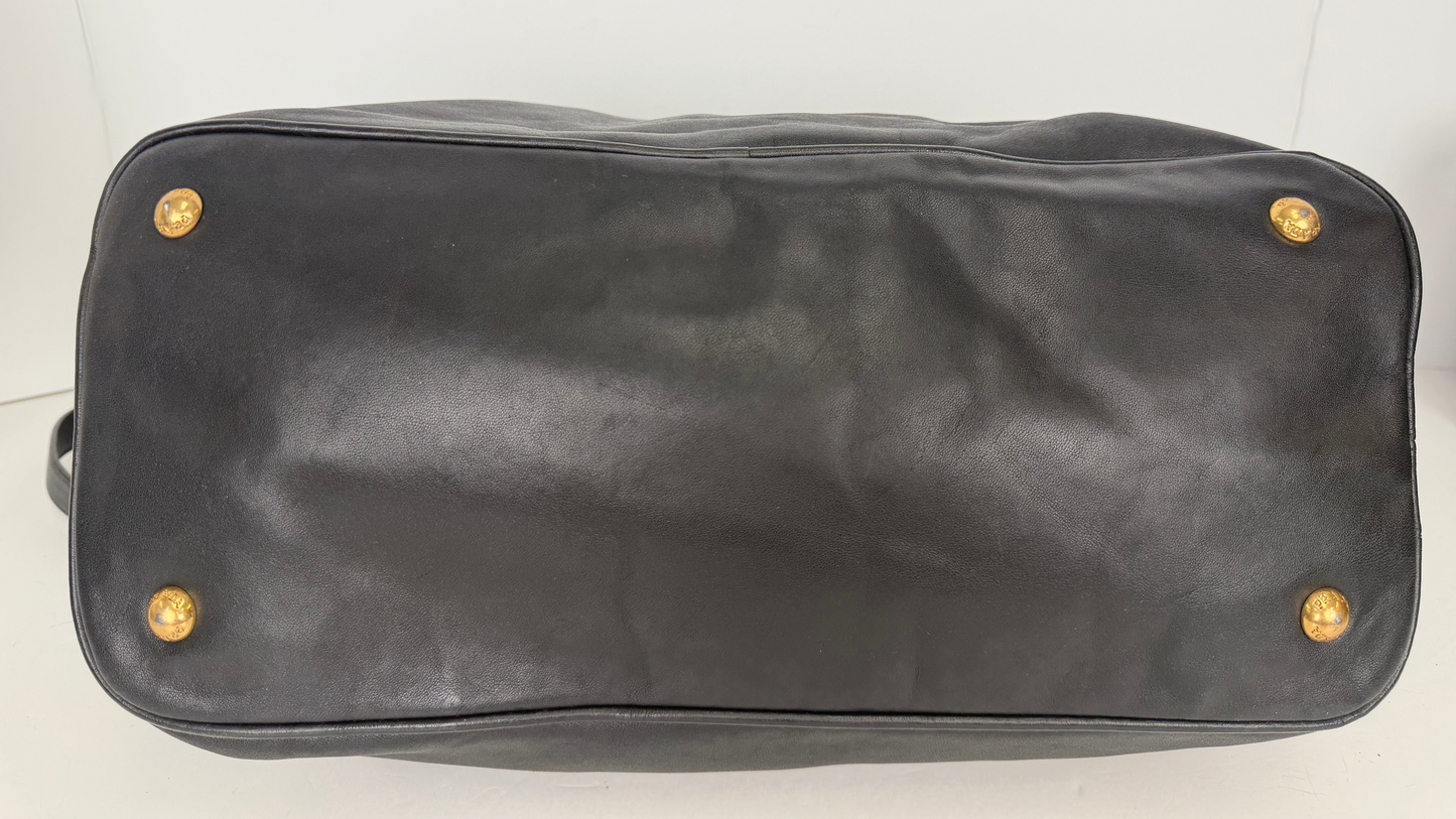 Prada Vitello Daino Buckle Tote in Black YU1
