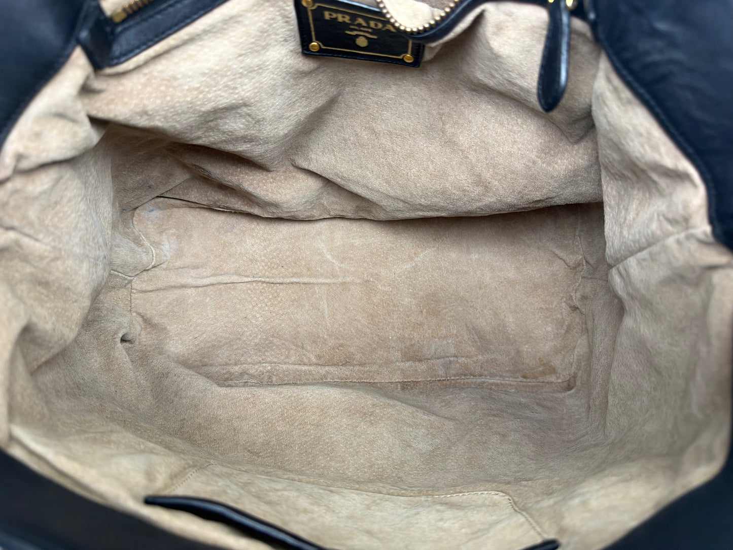 Prada Vitello Daino Buckle Tote in Black YU1