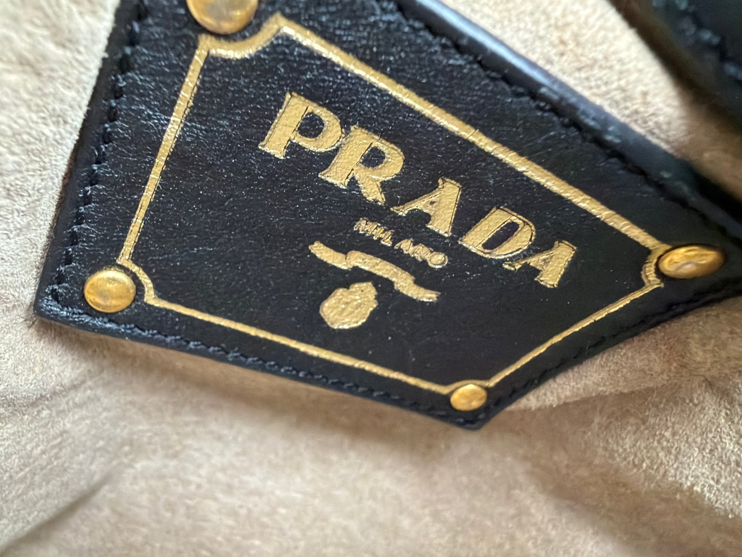 Prada Vitello Daino Buckle Tote in Black YU1