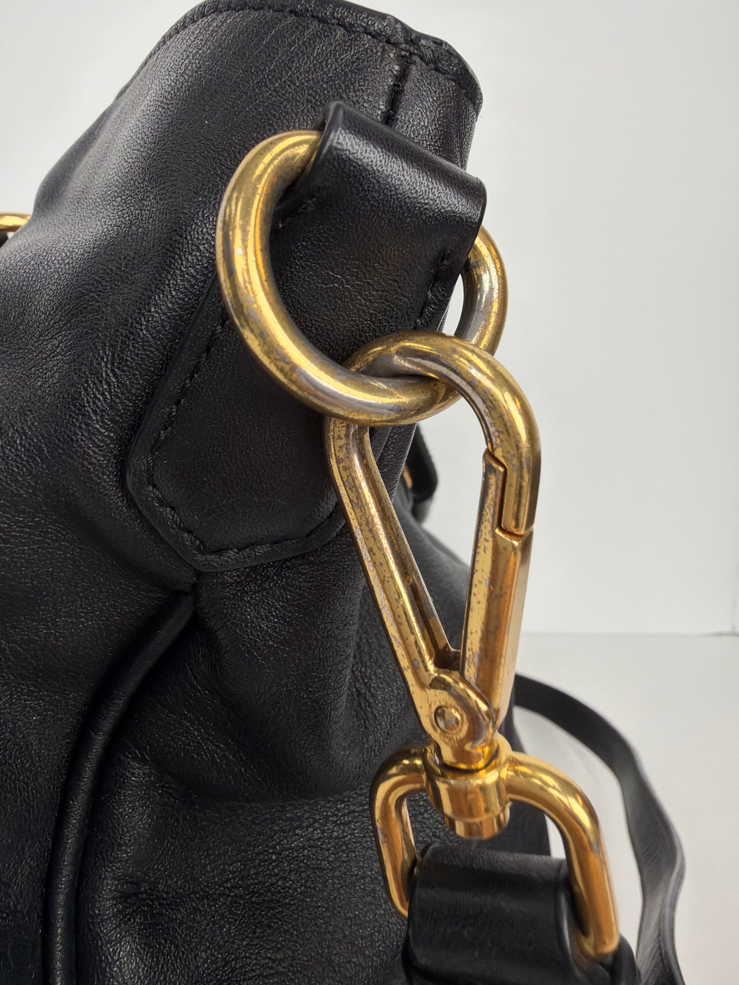 Prada Vitello Daino Buckle Tote in Black YU1