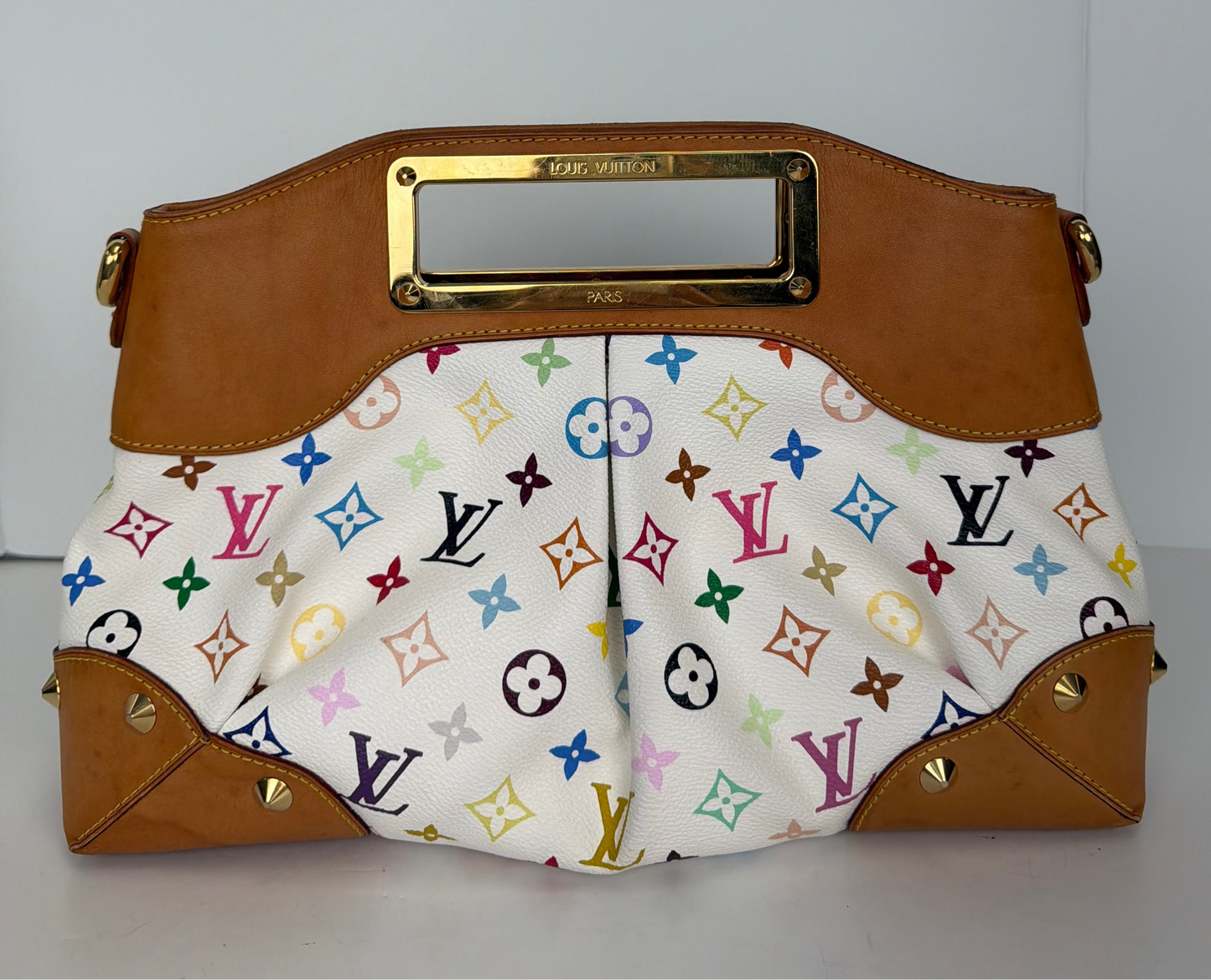 Louis Vuitton Monogram Multicolore Judy MM Satchel in White YS12