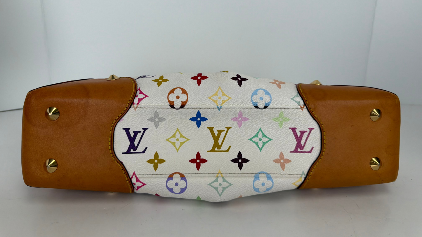 Louis Vuitton Monogram Multicolore Judy MM Satchel in White YS12