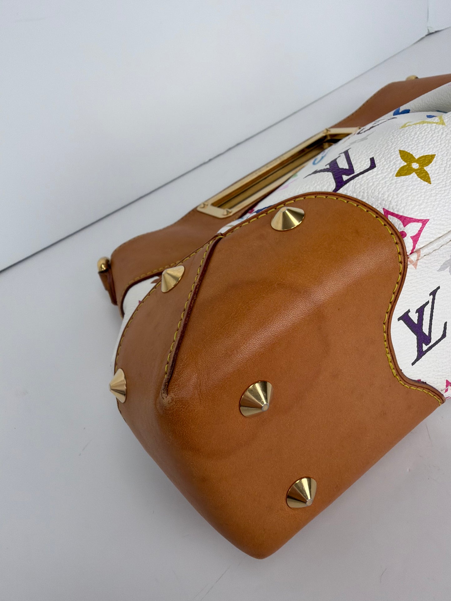 Louis Vuitton Monogram Multicolore Judy MM Satchel in White YS12