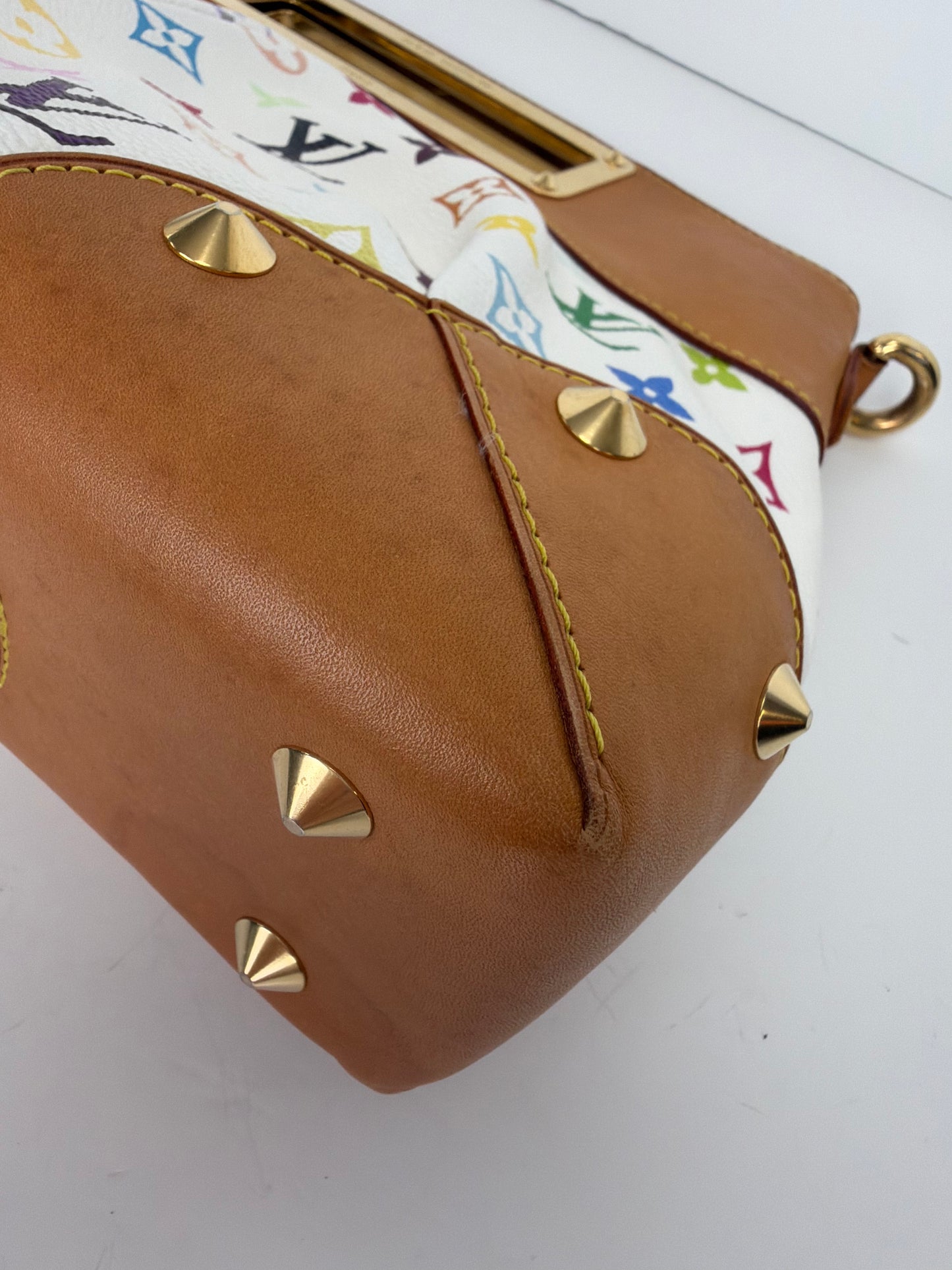 Louis Vuitton Monogram Multicolore Judy MM Satchel in White YS12