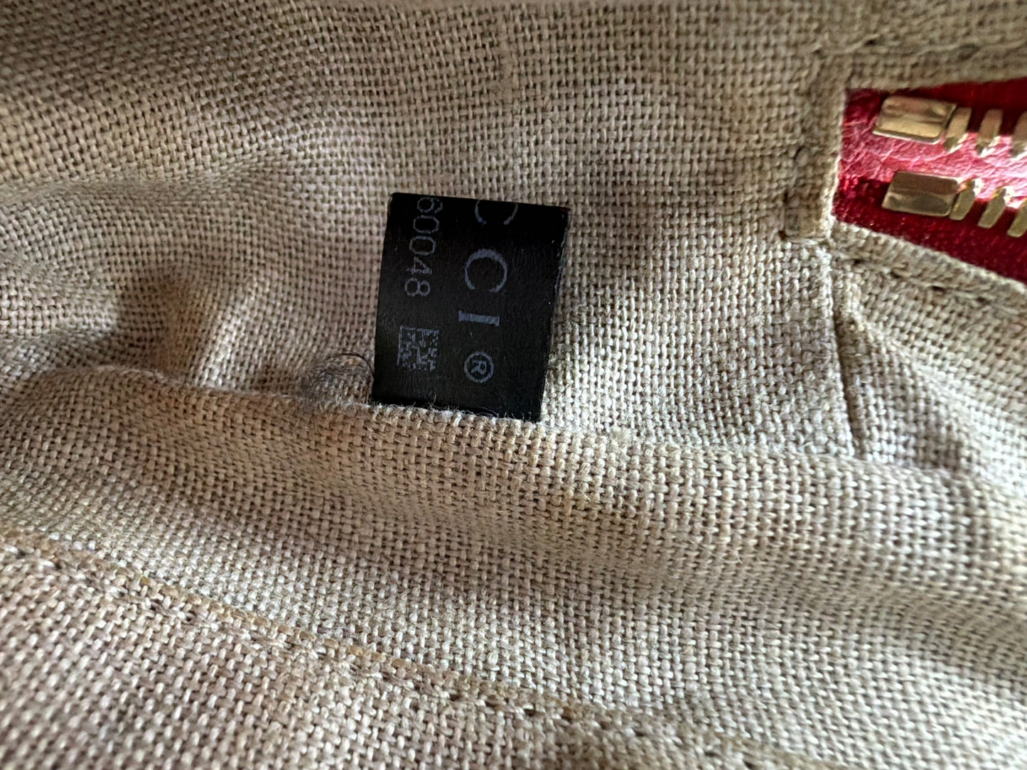 Gucci GG Canvas Camera Crossbody Bag in Beige and Red YS20