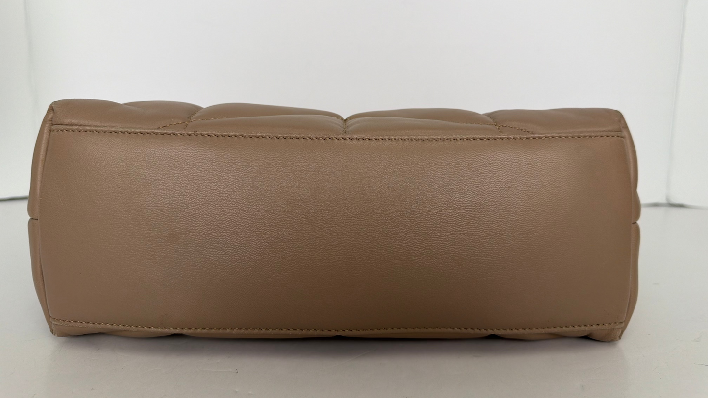 Saint Laurent Small Loulou Puffer in Dark Beige Lambskin YS09