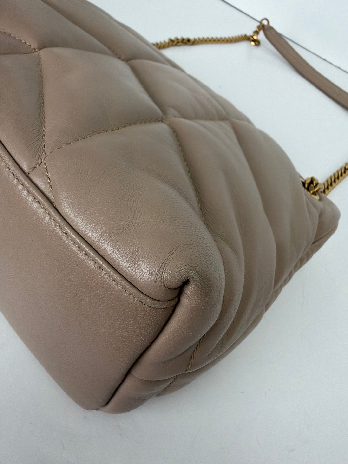 Saint Laurent Small Loulou Puffer in Dark Beige Lambskin YS09