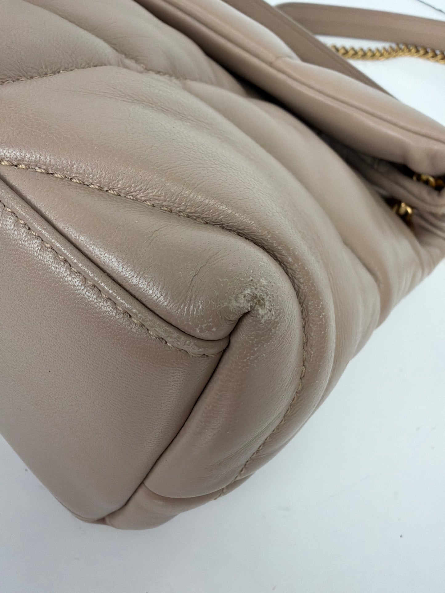 Saint Laurent Small Loulou Puffer in Dark Beige Lambskin YS09