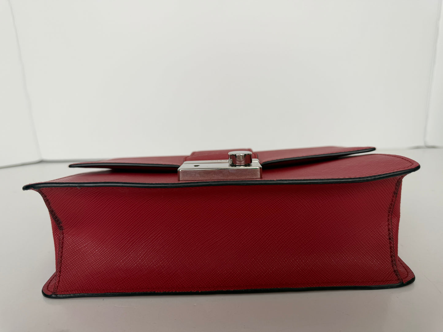Prada Chain Shoulder Bag in Red Saffiano Leather YU2
