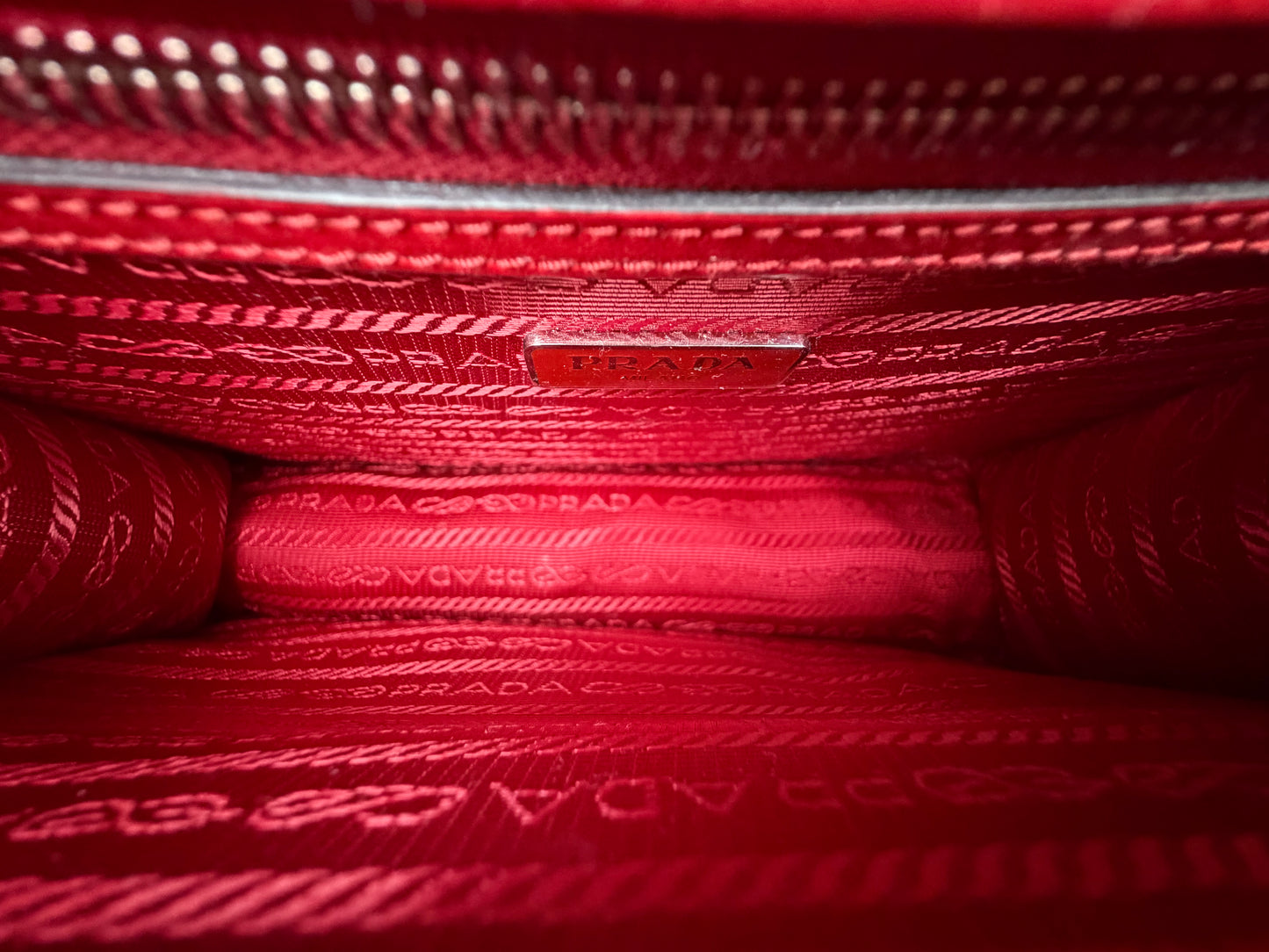 Prada Chain Shoulder Bag in Red Saffiano Leather YU2
