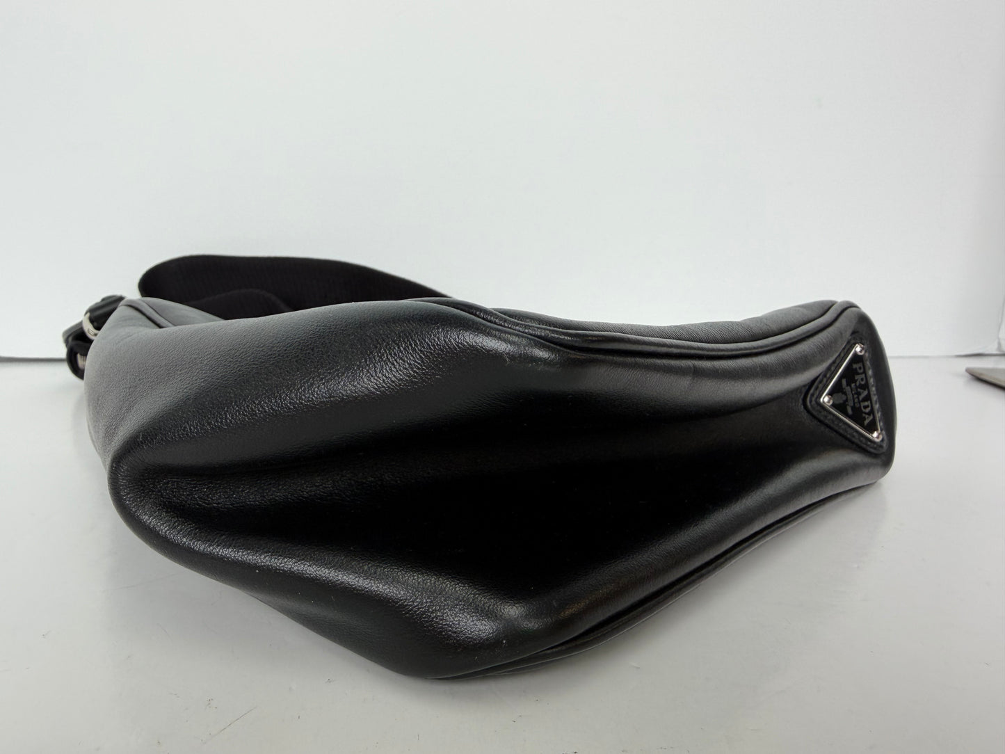 Prada Grace Lux Leather Triangle Crossbody Bag in Black Leather YC3