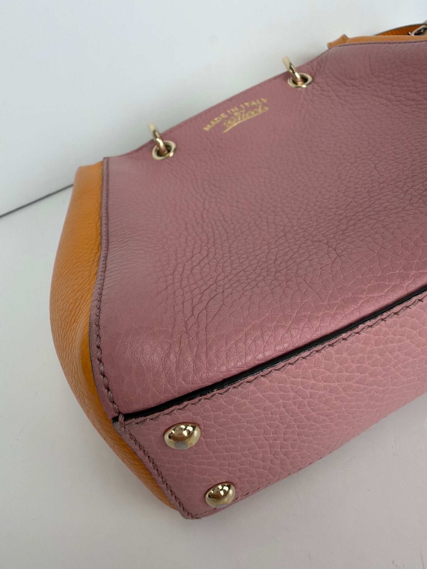 Gucci Bamboo Mini Shopper in Pink and Orange Leather YS05