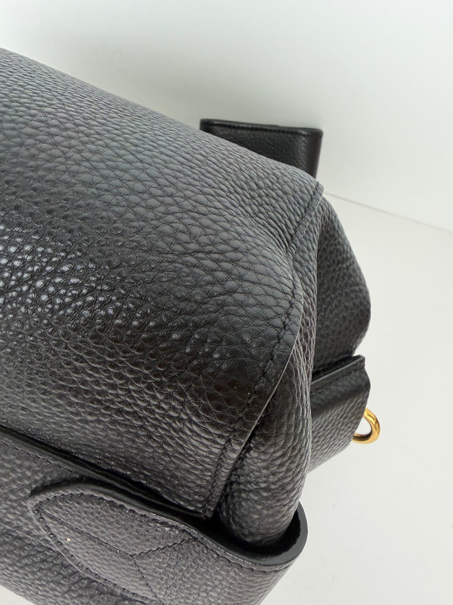 Prada Vitello Daino Leather Bauletto Top Handle Bag in Black YS14