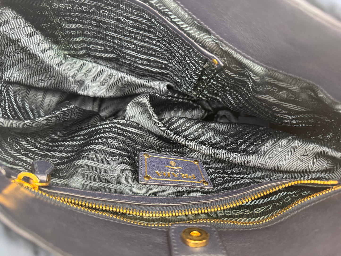 Prada Tessuto Impunturato Quilted Nylon Chain Tote in Navy
