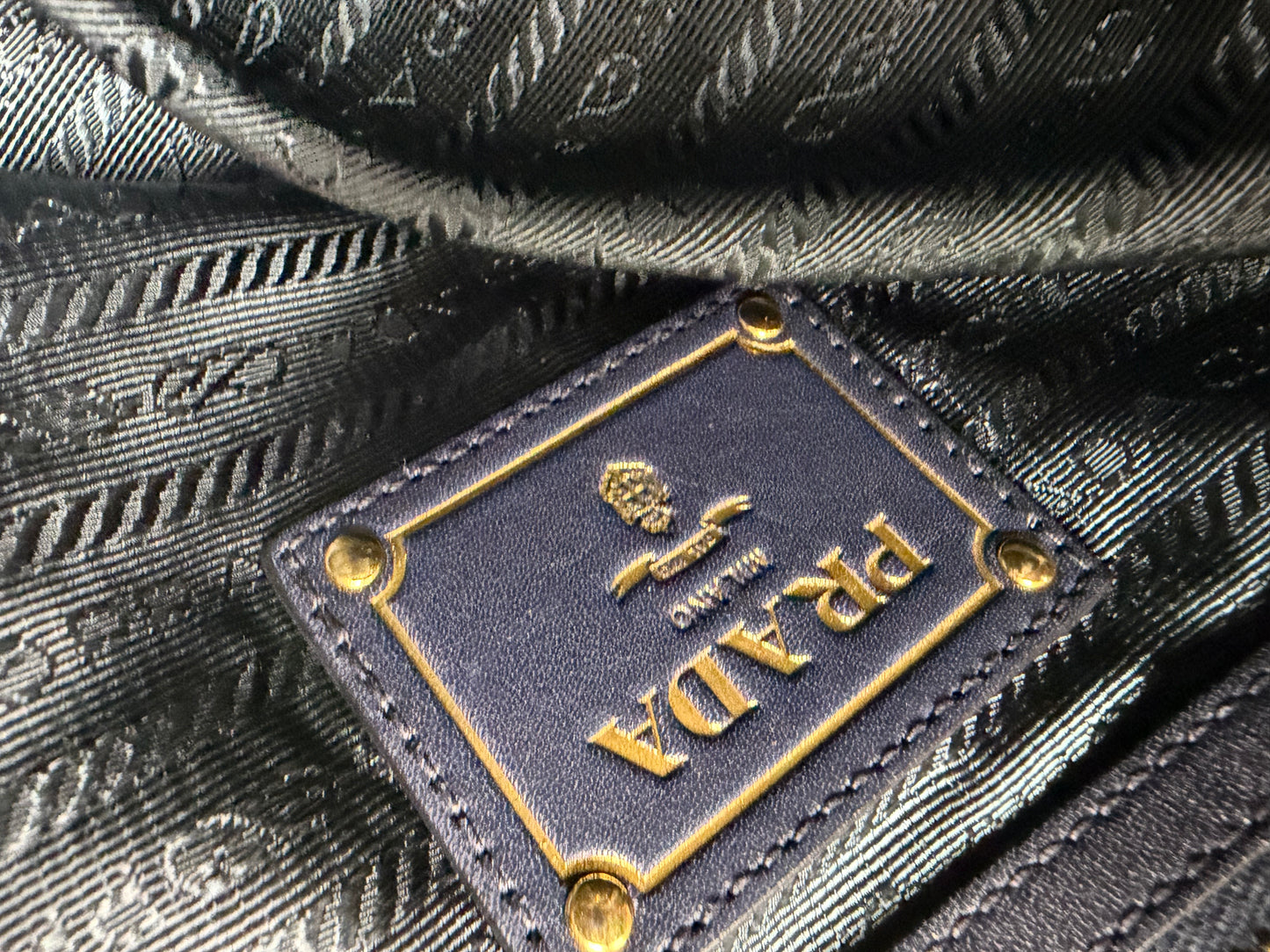 Prada Tessuto Impunturato Quilted Nylon Chain Tote in Navy