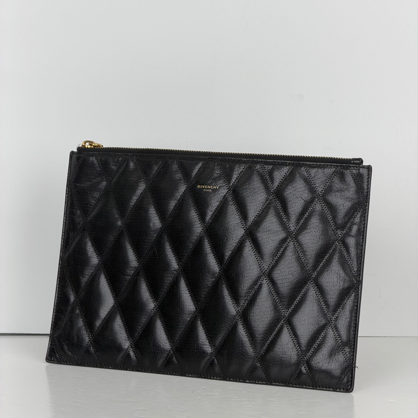 Givenchy GV3 Medium Pouch in Black Diamond Quilted Goatskin YS14