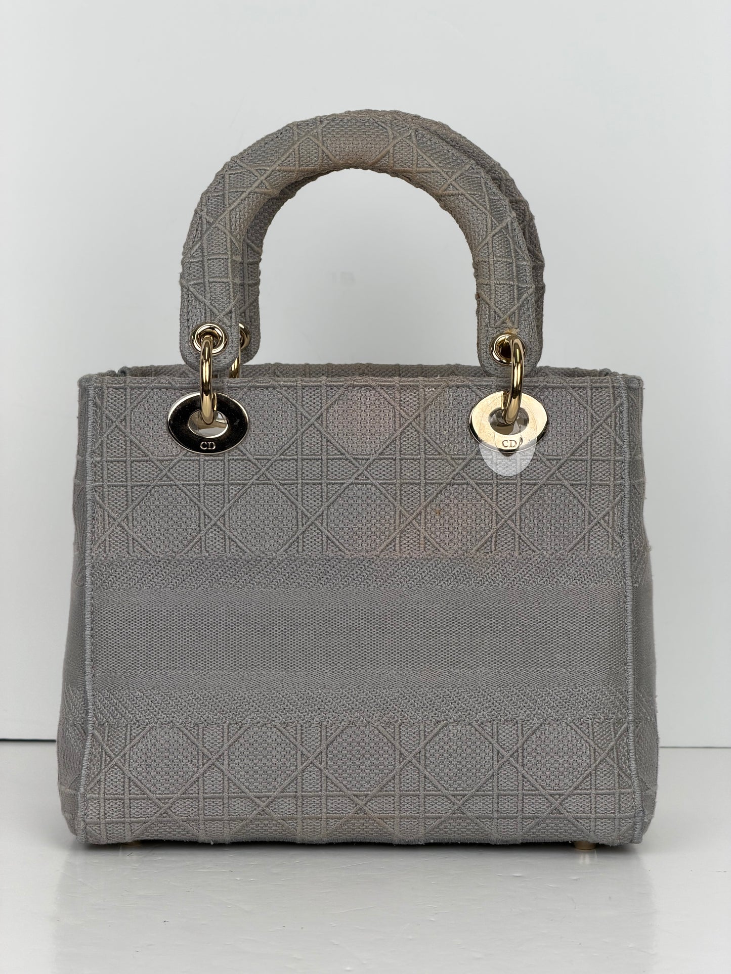 Christian Dior Medium Lady D-Lite Bag in Gray Cannage Embroidery YF5