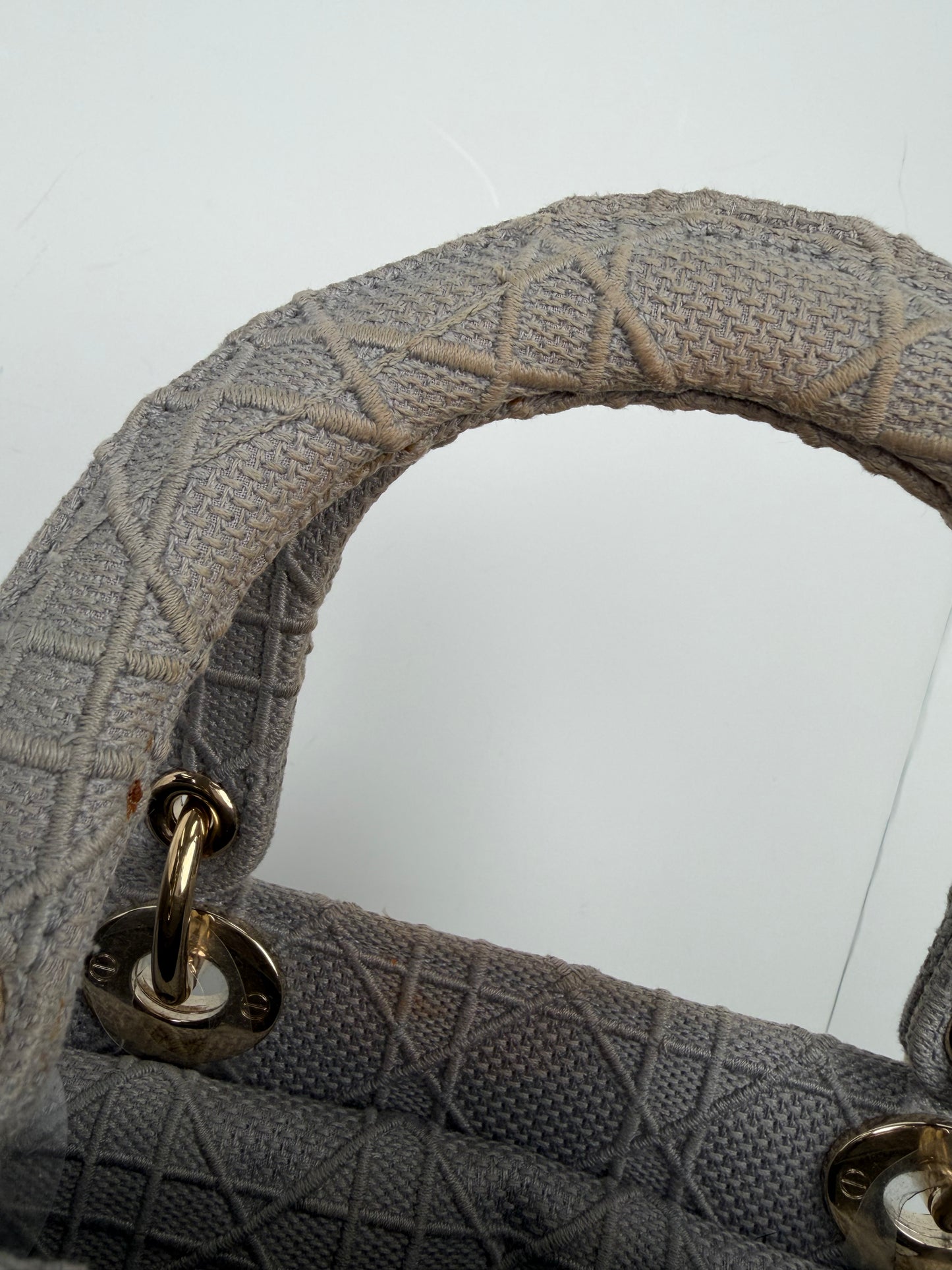 Christian Dior Medium Lady D-Lite Bag in Gray Cannage Embroidery YF5