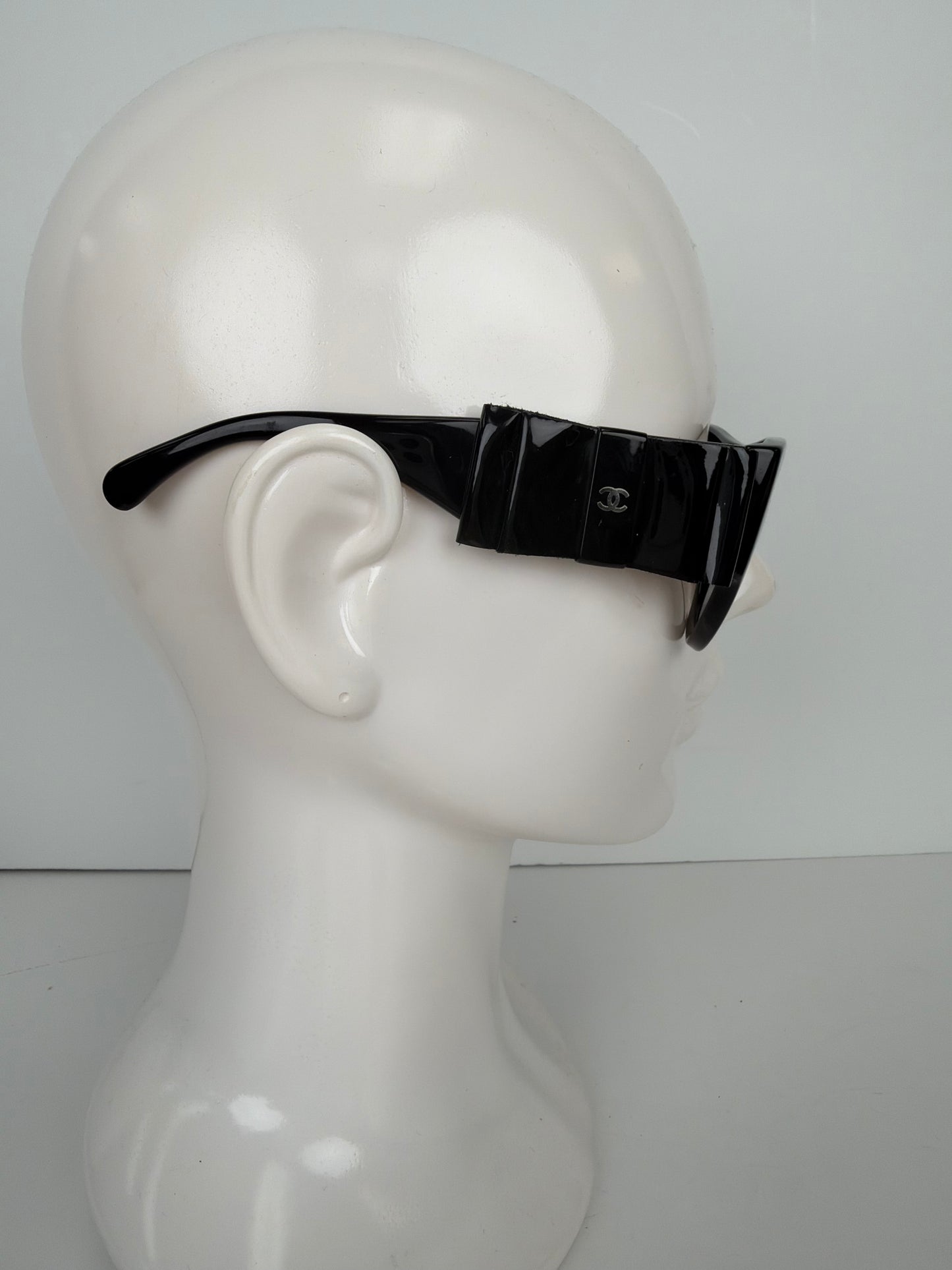 Chanel Black Acetate Oversized Bow Sunglasses YK1