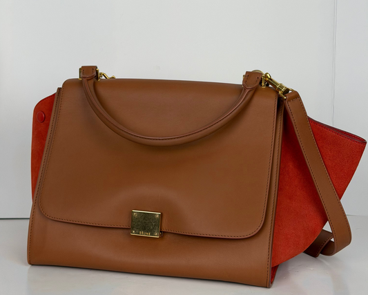 Celine Medium Trapeze Bag in Brown/Orange Leather YS