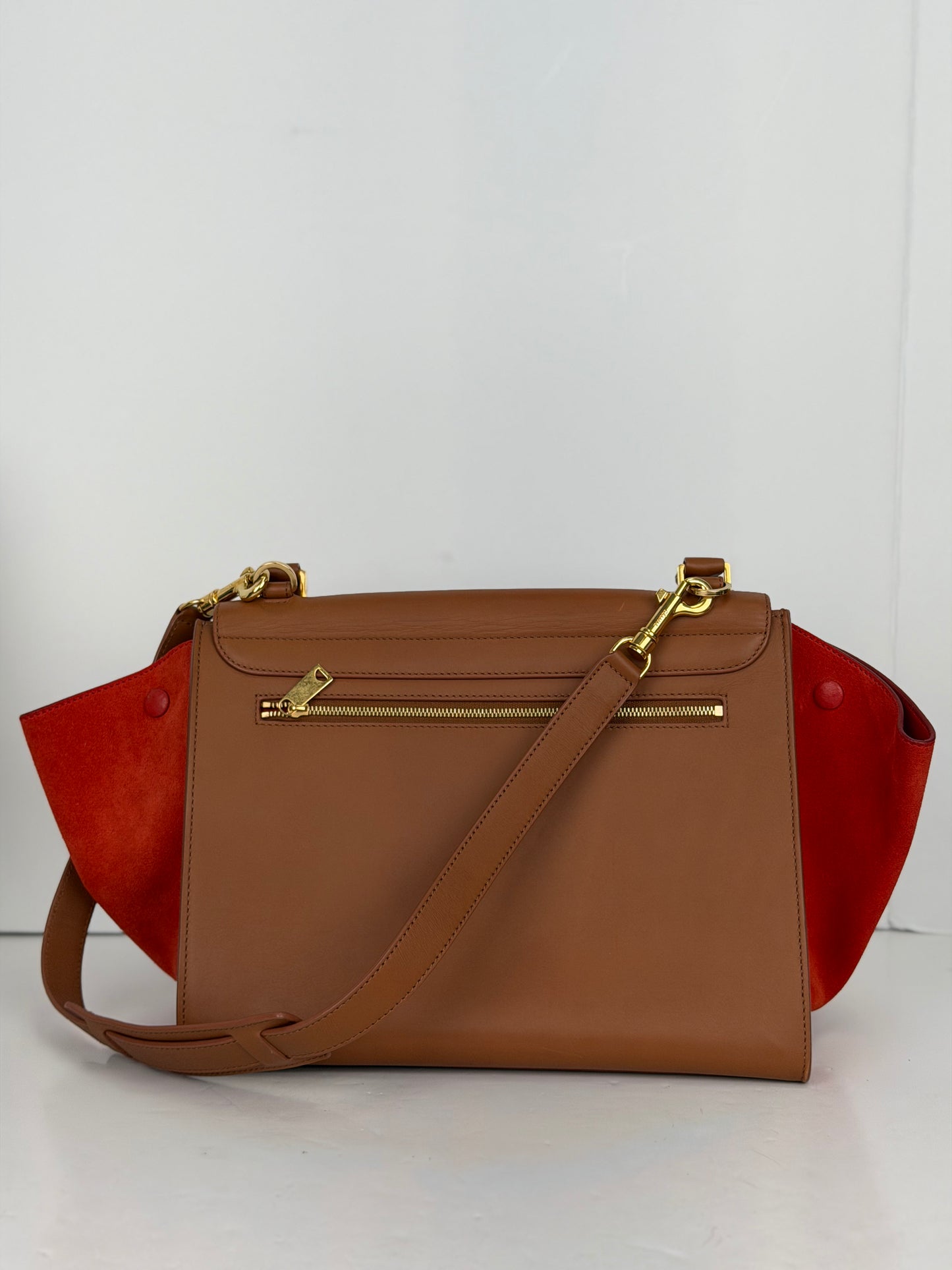 Celine Medium Trapeze Bag in Brown/Orange Leather YS