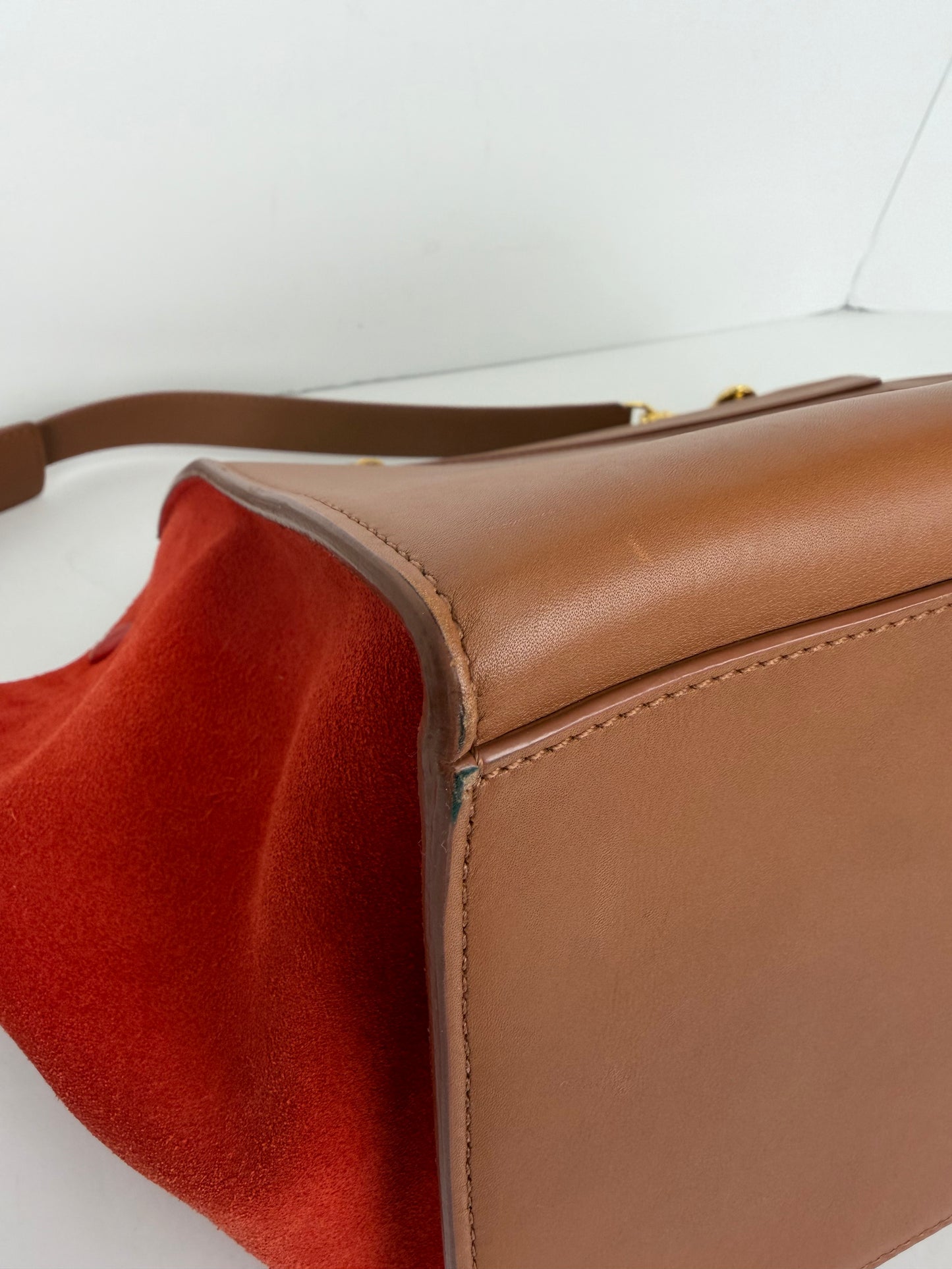 Celine Medium Trapeze Bag in Brown/Orange Leather YS