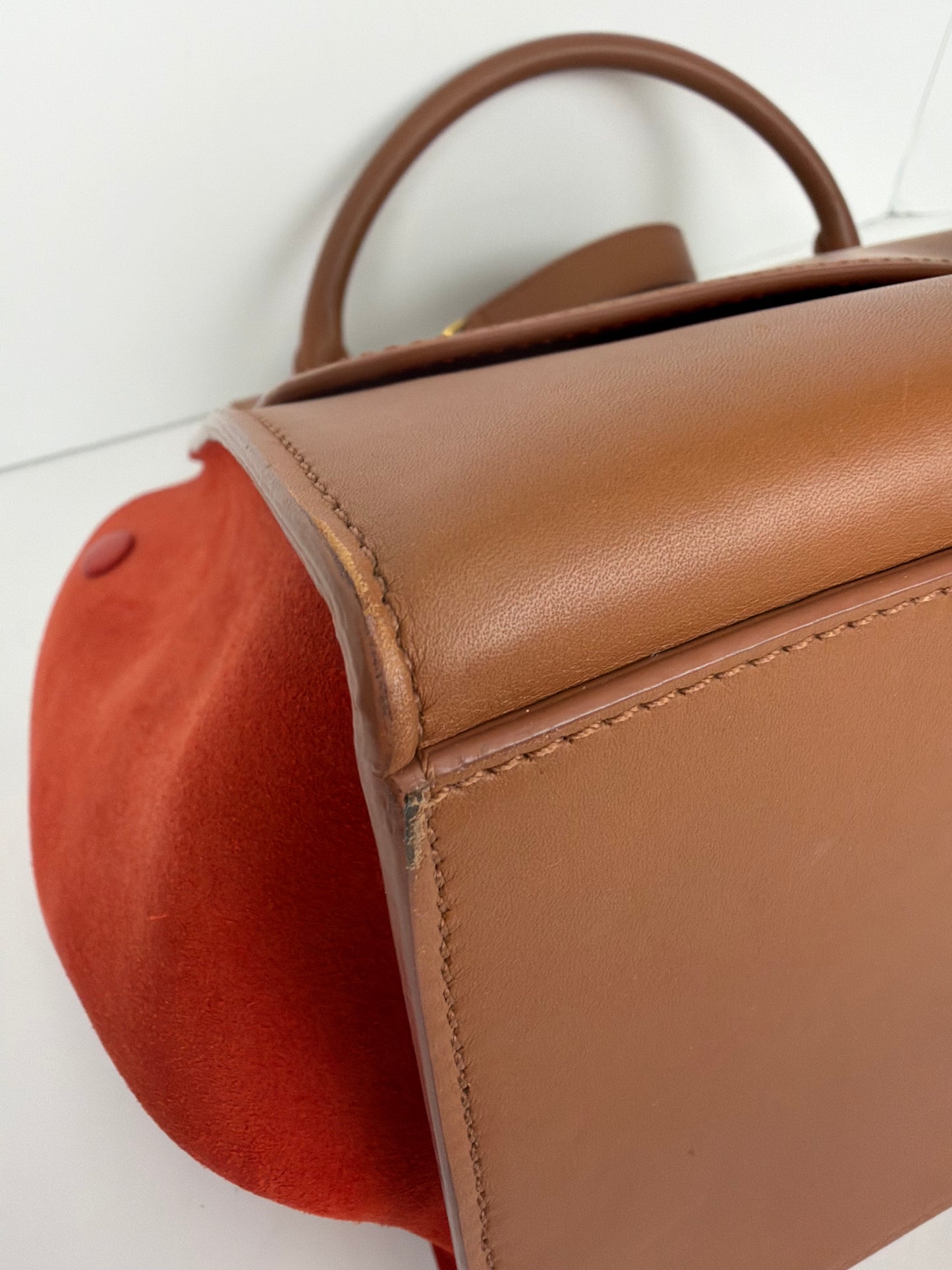 Celine Medium Trapeze Bag in Brown/Orange Leather YS