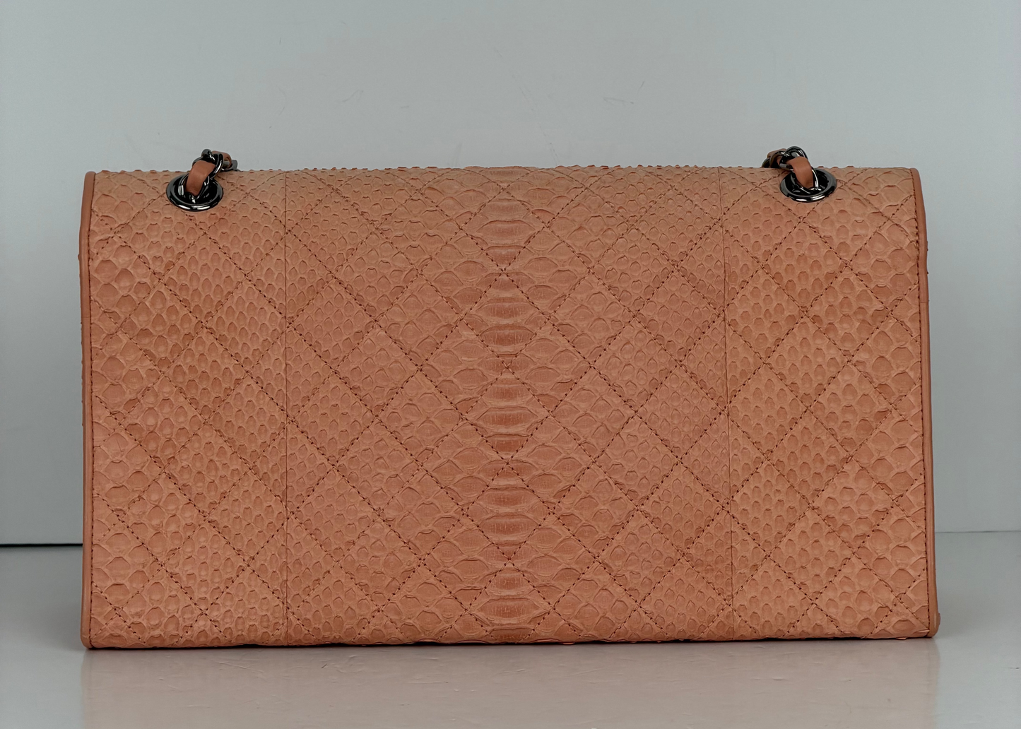 Chanel Peach Python Envelope Classic Flap Shoulder Bag 2014 YF1