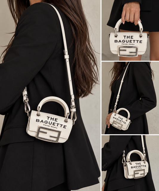 Fendi by Marc Jacobs Nano Baguette Mini-Bag in White Leather Y