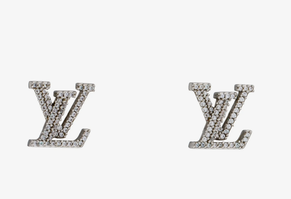 Louis Vuitton LV Iconic Earrings in Silver-Color Metal with Crystal Embellishments