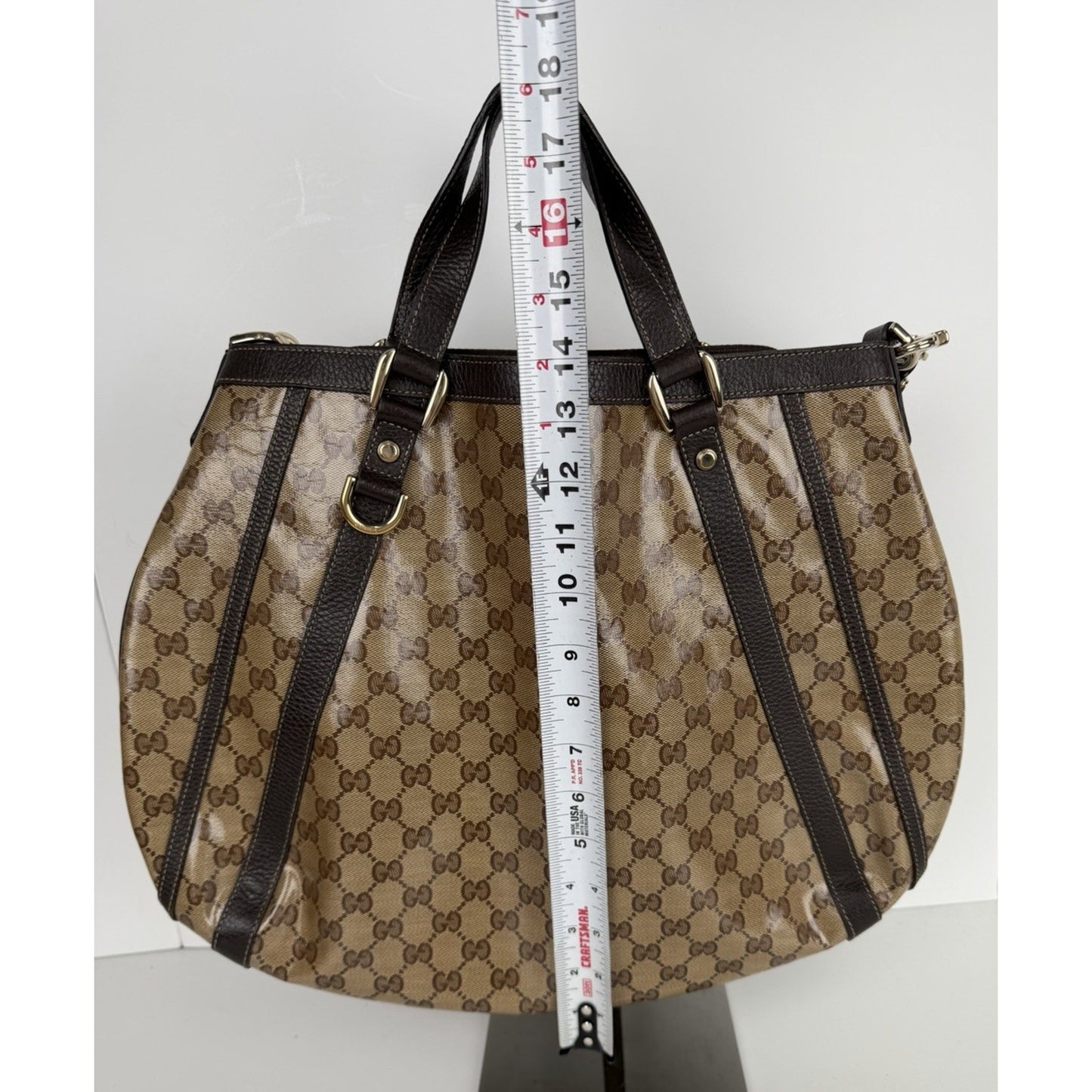 Gucci GG Crystal Abbey Convertible Shoulder Medium Bag in Coated Canvas S
