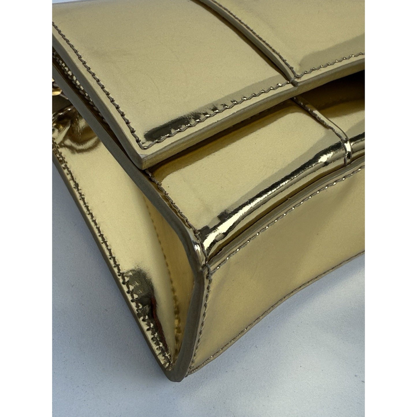 BALENCIAGA Hourglass Mirror Wallet On Chain Bag in Gold