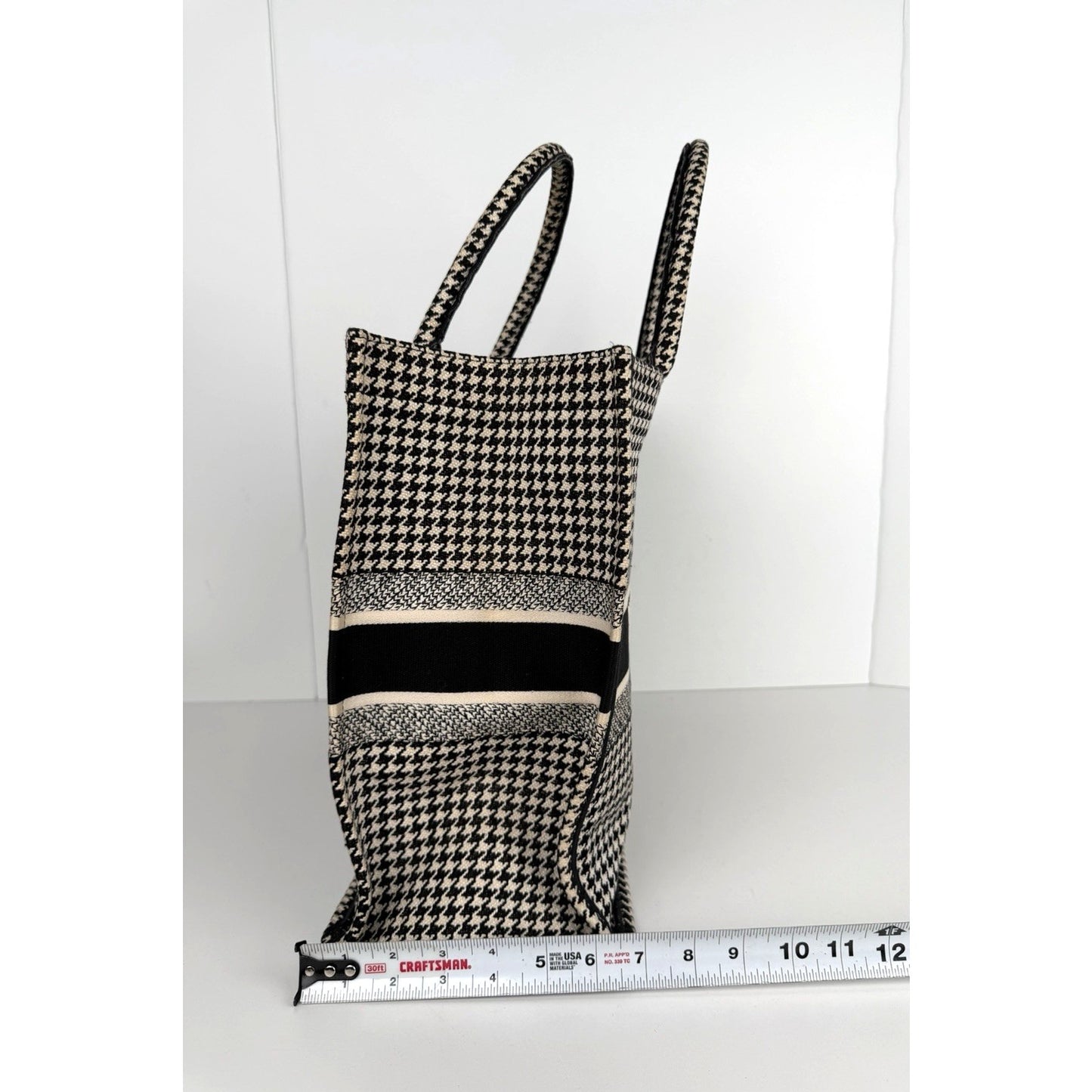 Christian Dior Book Tote Bag Large in Black & White Jacquard Canvas 2019 C-6