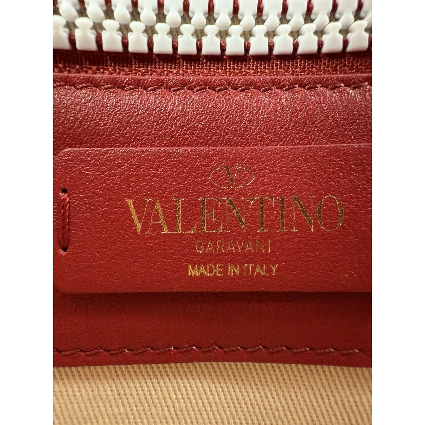 VALENTINO Red White Leather Rockstud Saddle Crossbody Bag