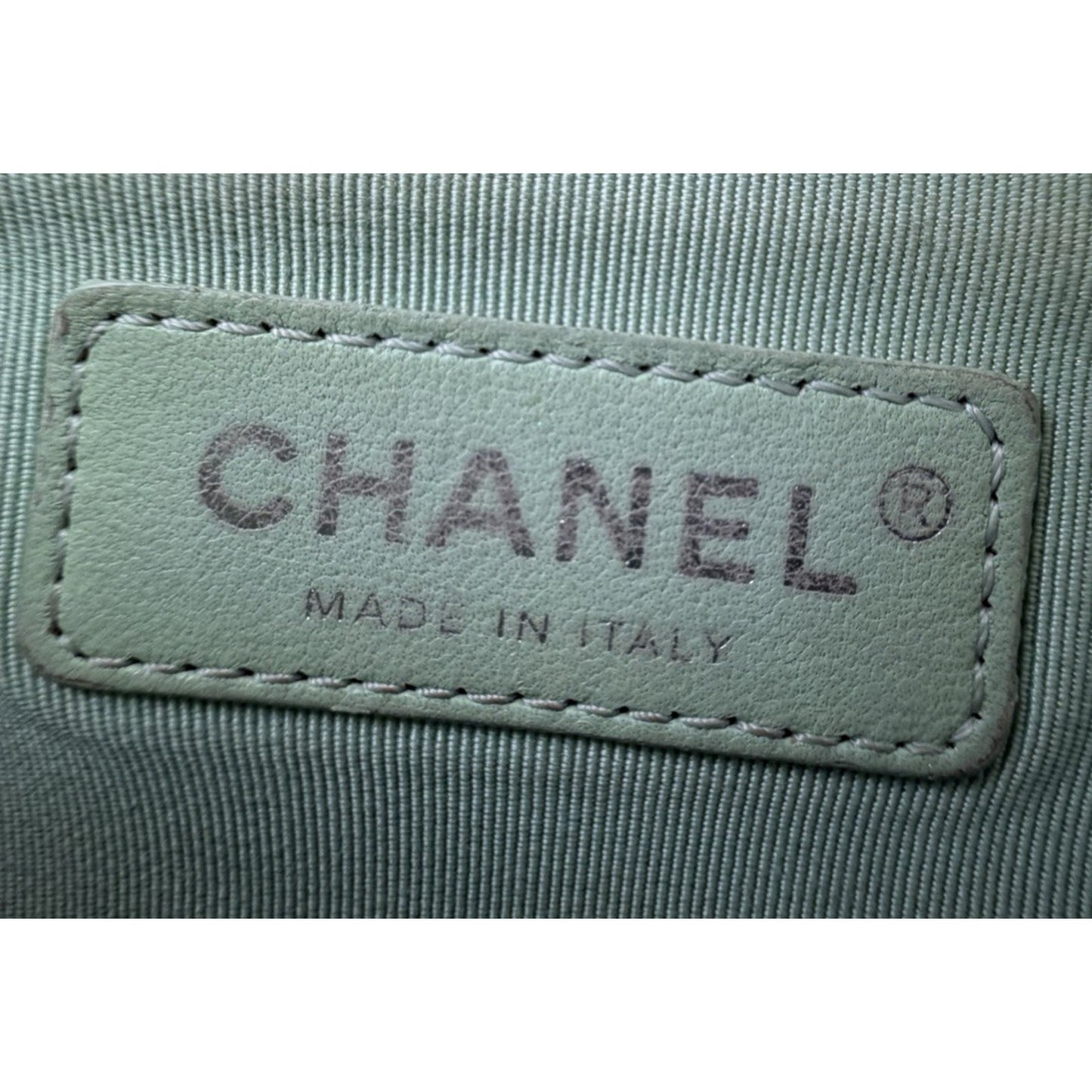 Chanel Old Medium Boy Bag in Iridescent Green Chevron Lambskin 2017 D1
