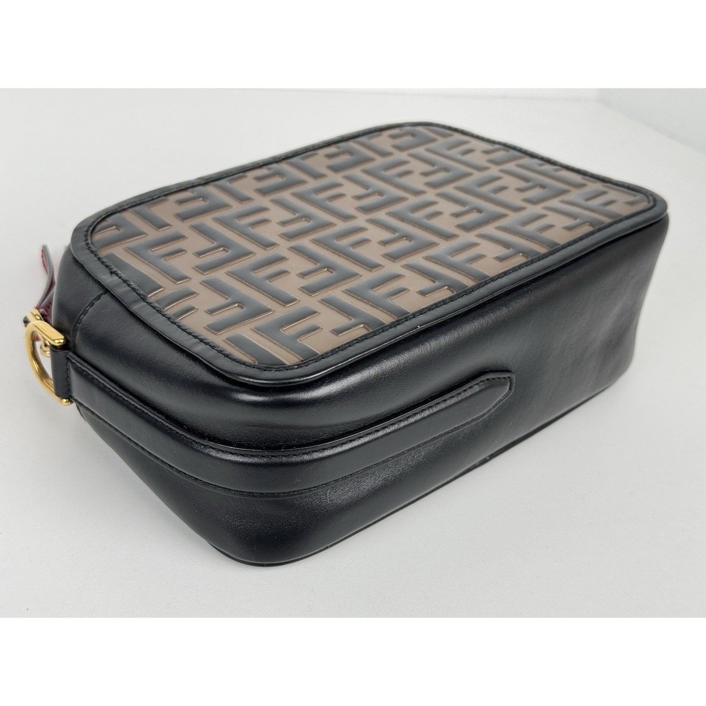 FENDI Vitello Century Bi-Color FF 1974 Embossed Mini Camera Case Maya B-9
