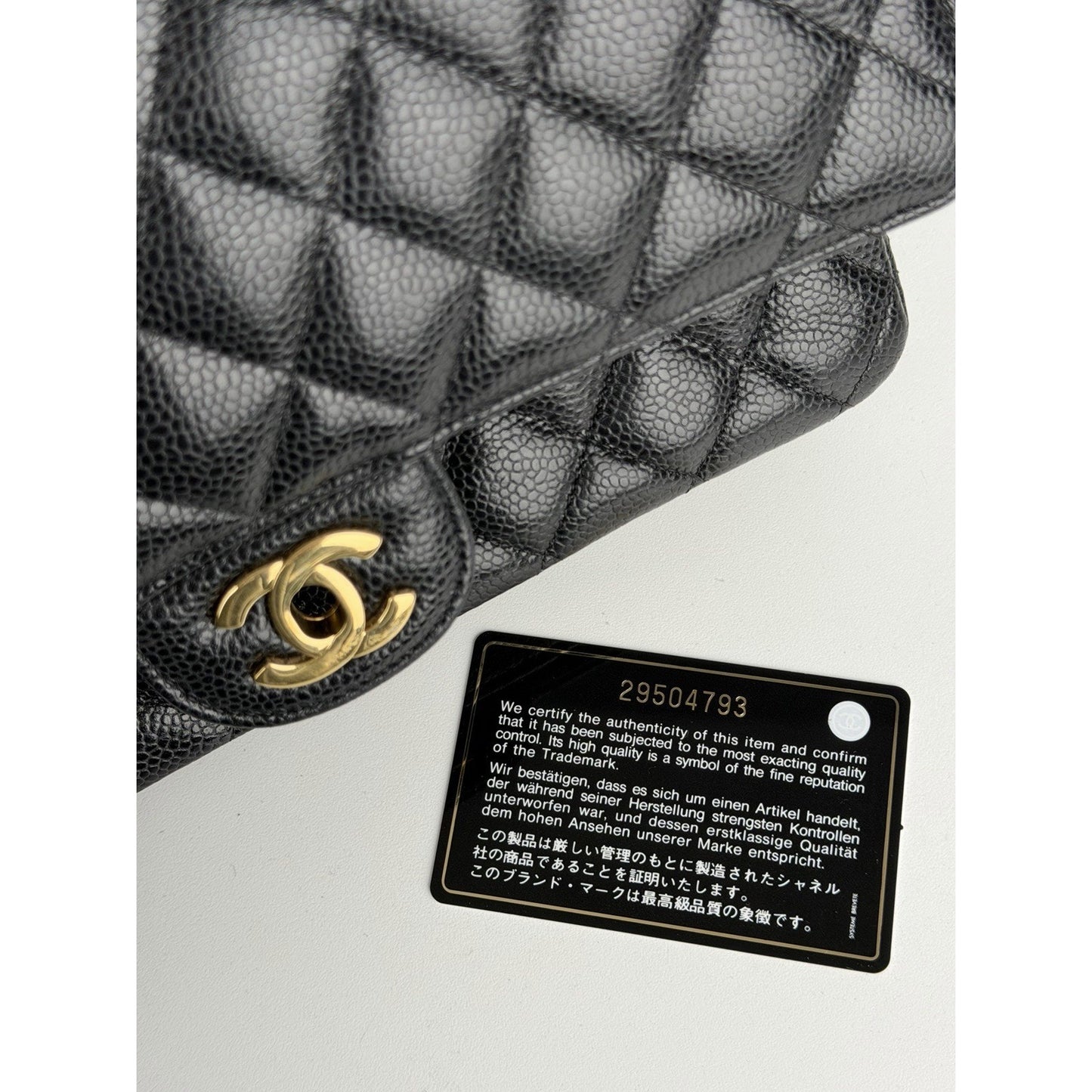 Chanel Classic Double Flap Medium Bag in Black Quilted Caviar Leather 2019 C6