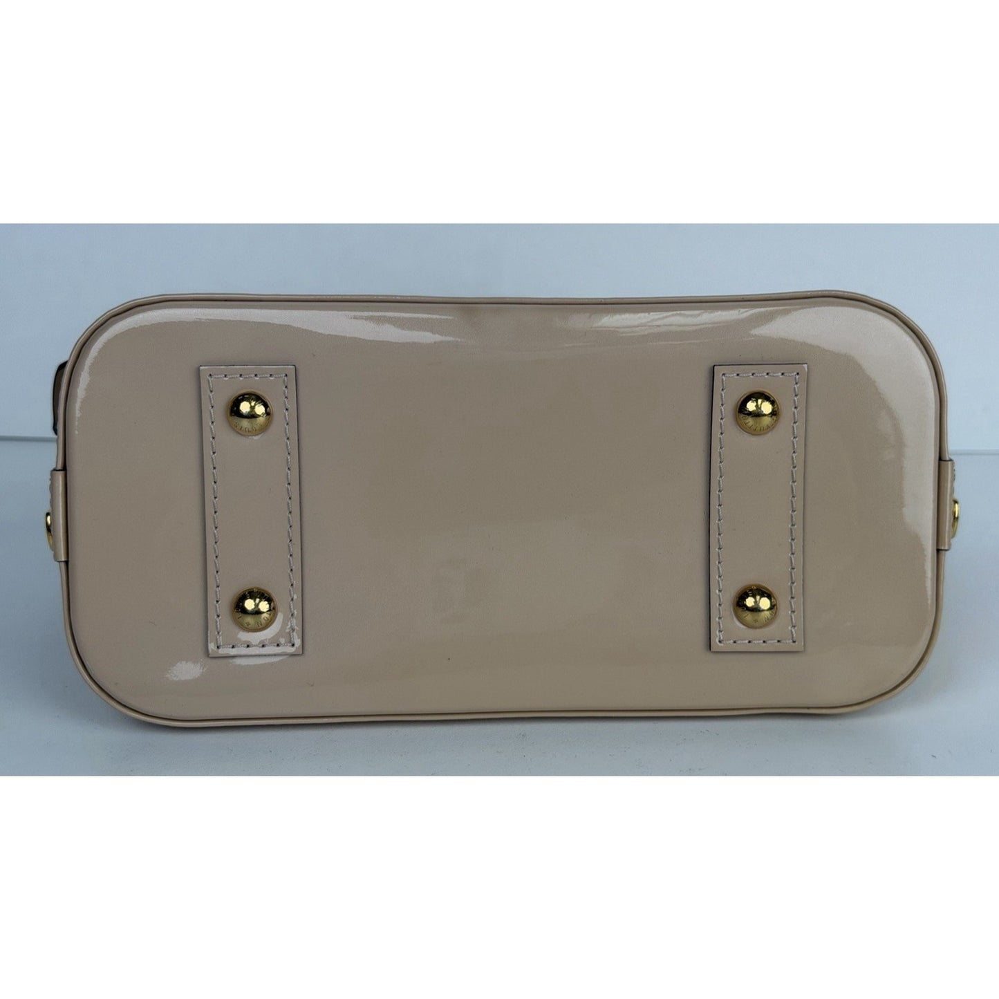 Louis Vuitton Alma Top Handle Bag BB Beige Leather Monogram Vernis 2013 S17