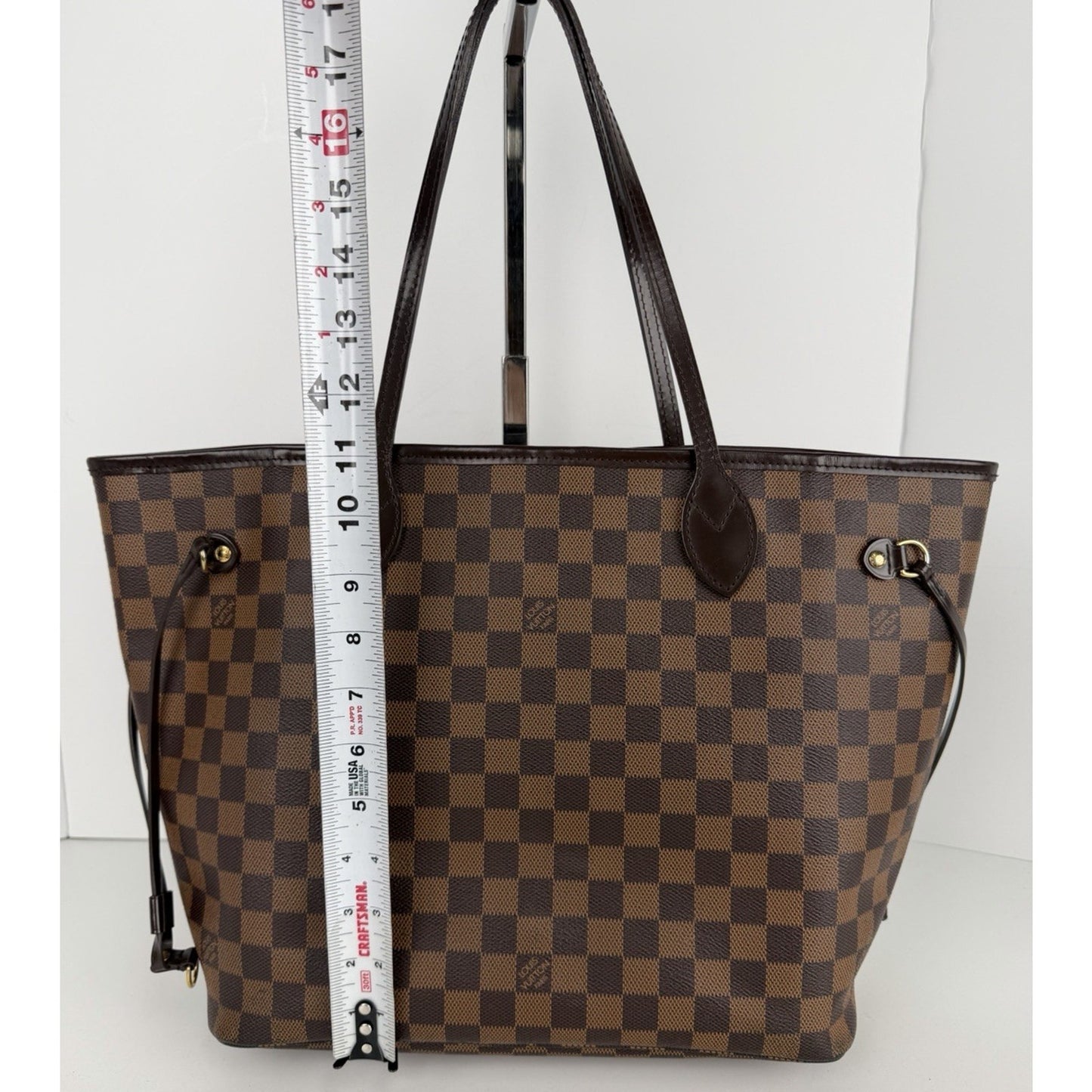 Louis Vuitton Neverfull MM Tote Bag in Damier Ebene Coated Canvas 2016 S09