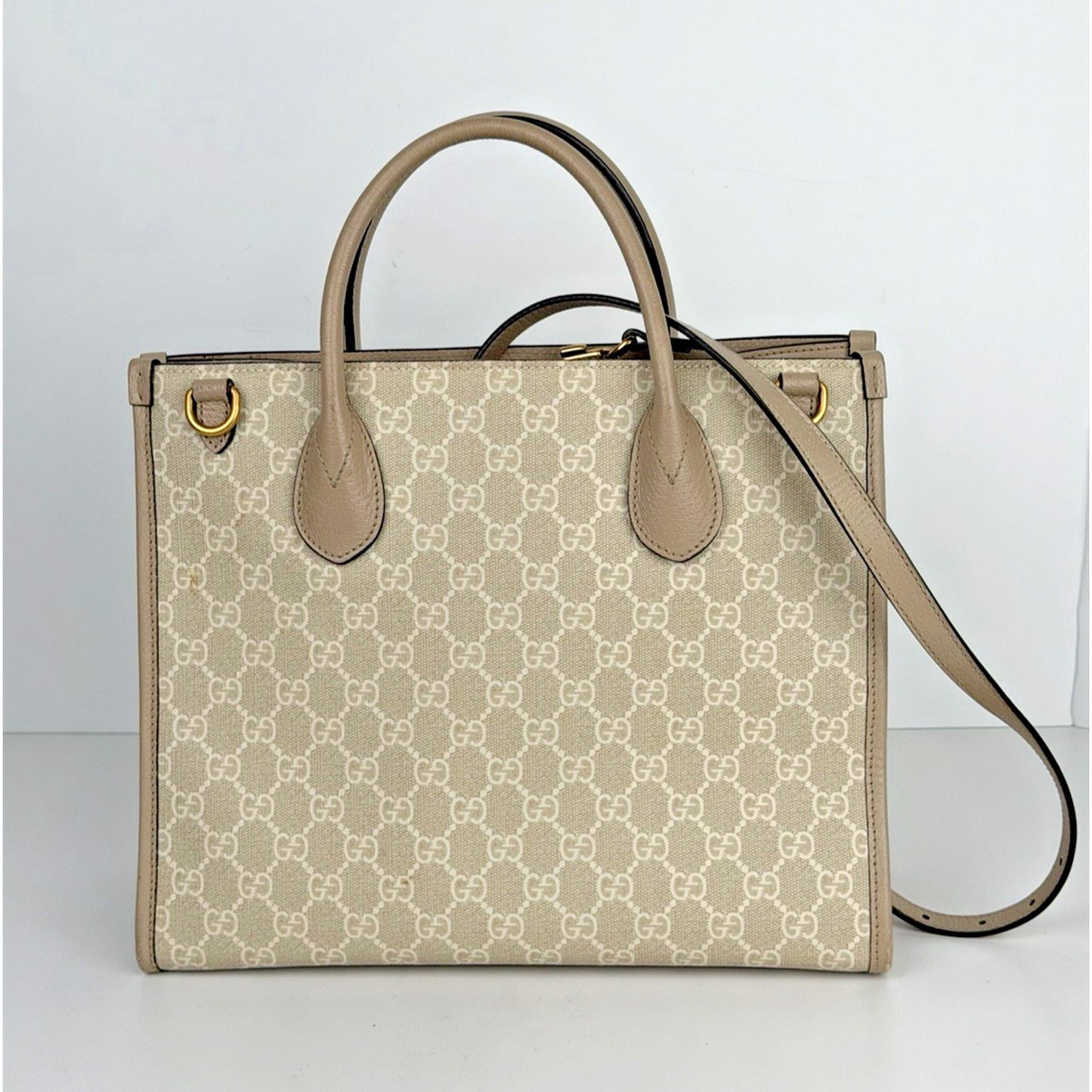 Gucci GG Tote Bag Supreme Small Retro Interlocking Beige & Mystic White