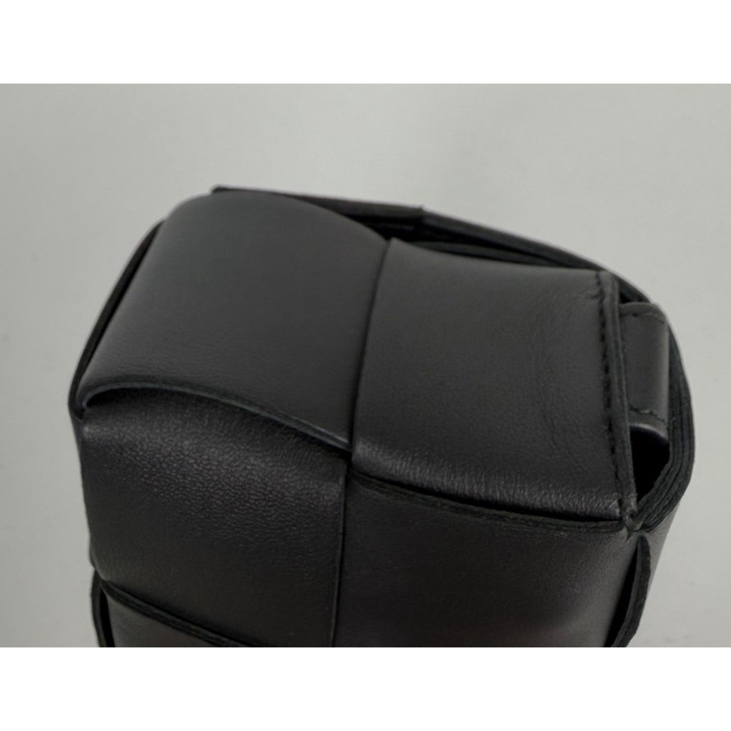 Bottega Veneta Cassette Intrecciato Crossbody Extra Mini Bag Black Lambskin K1
