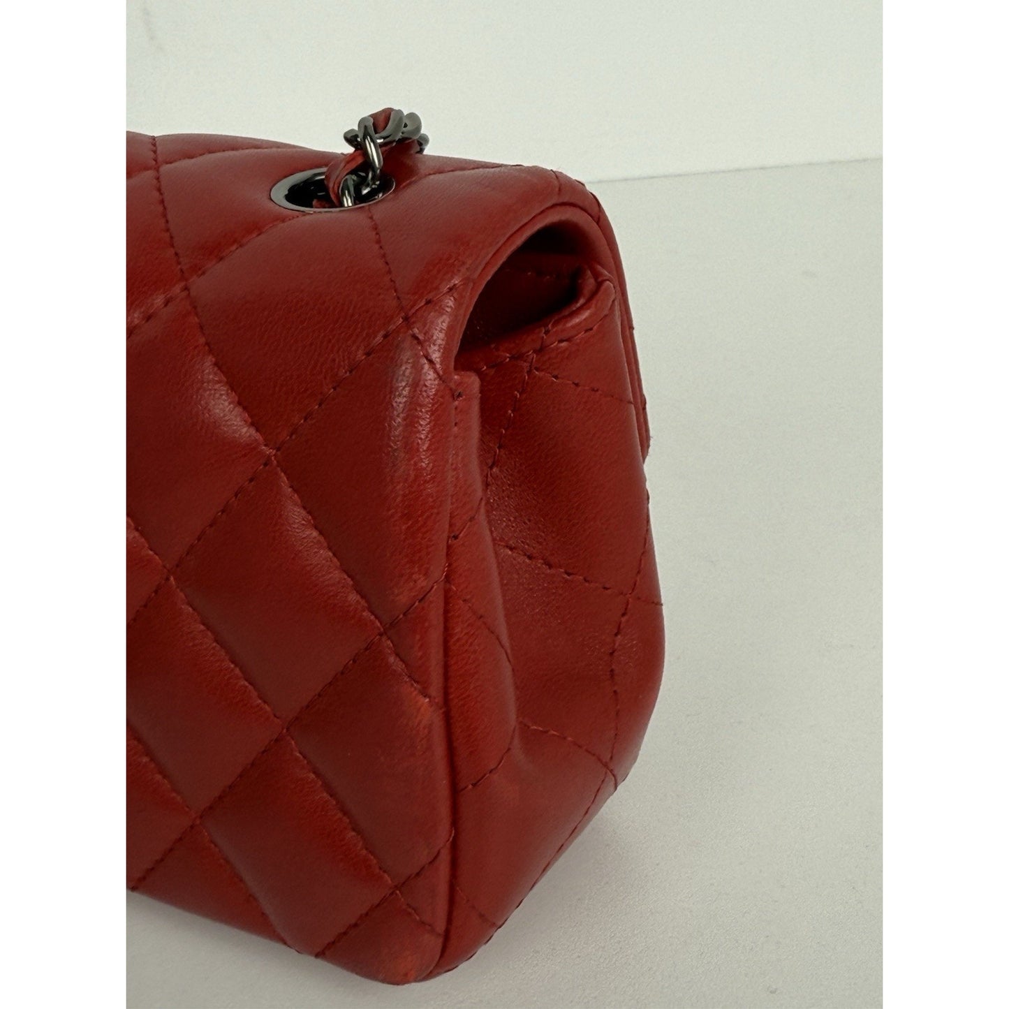 Chanel Classic Timeless Leather Crossbody Bag Red with Silver Hardware